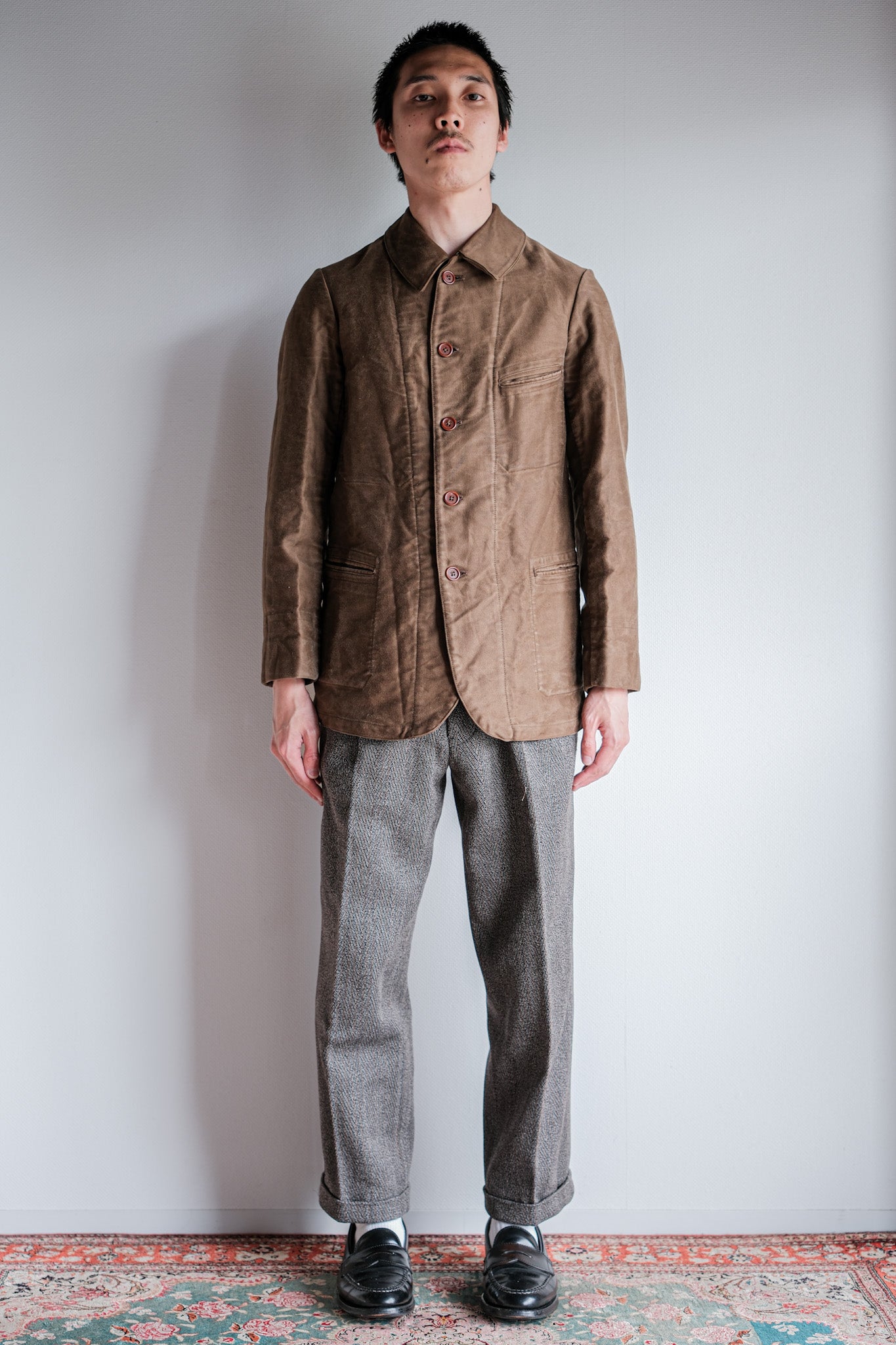 ［~30's］French Vintage Brown Moleskin Work Jacket