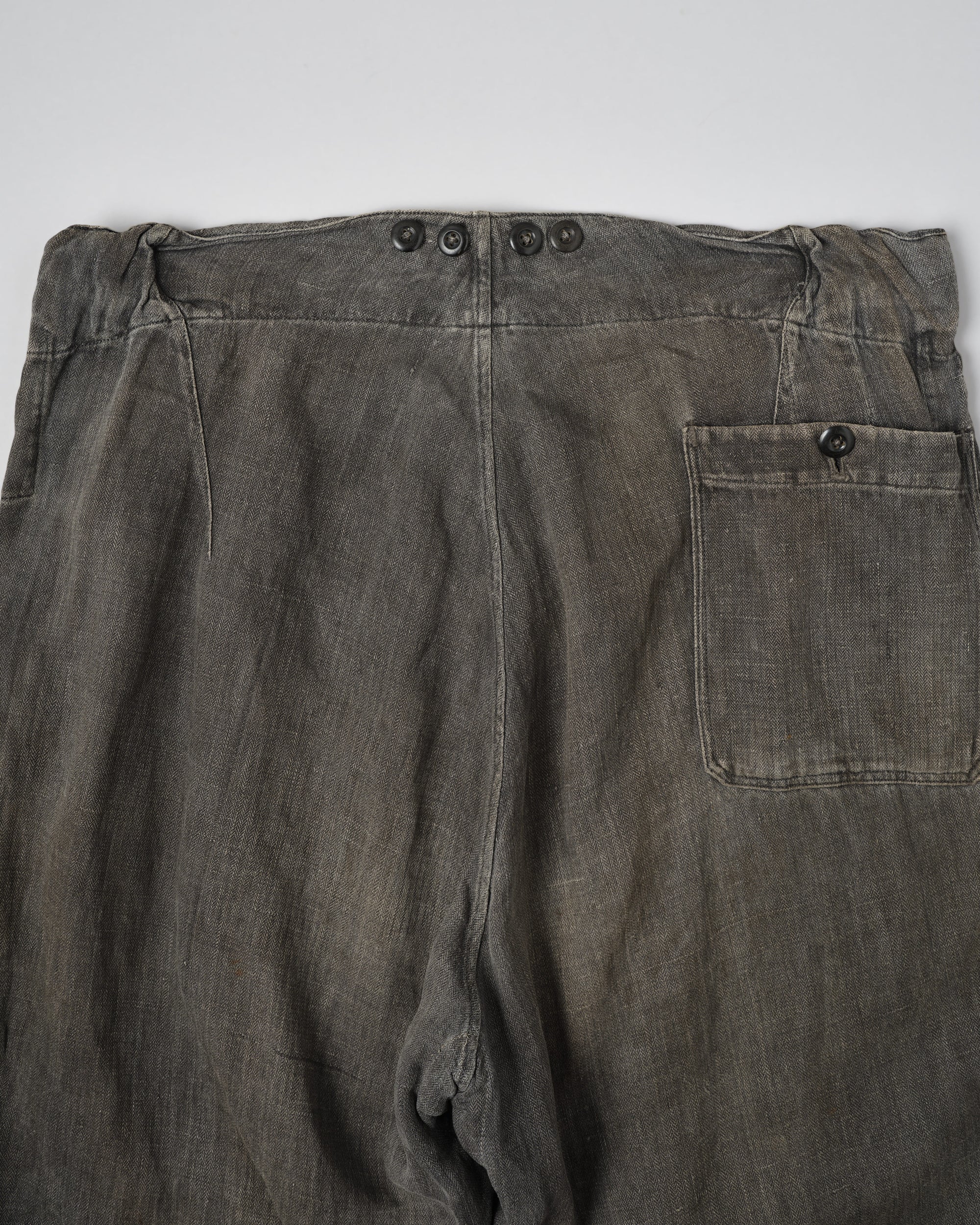 ［~30's］German Air Force Gray Drillich HBT Linen Work Trousers "Unusual Color" "Luftwaffe"