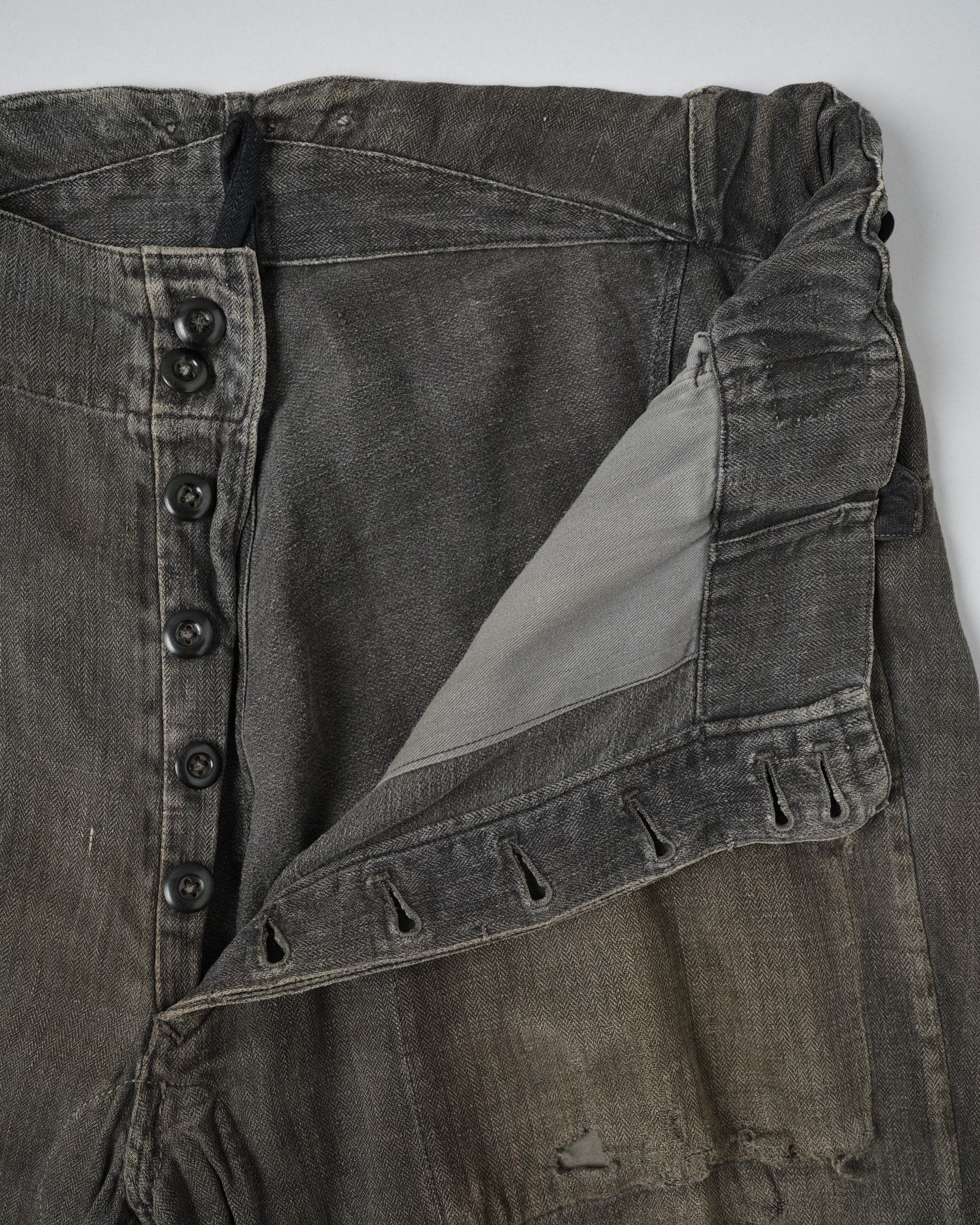 ［~30's］German Air Force Gray Drillich HBT Linen Work Trousers "Unusual Color" "Luftwaffe"