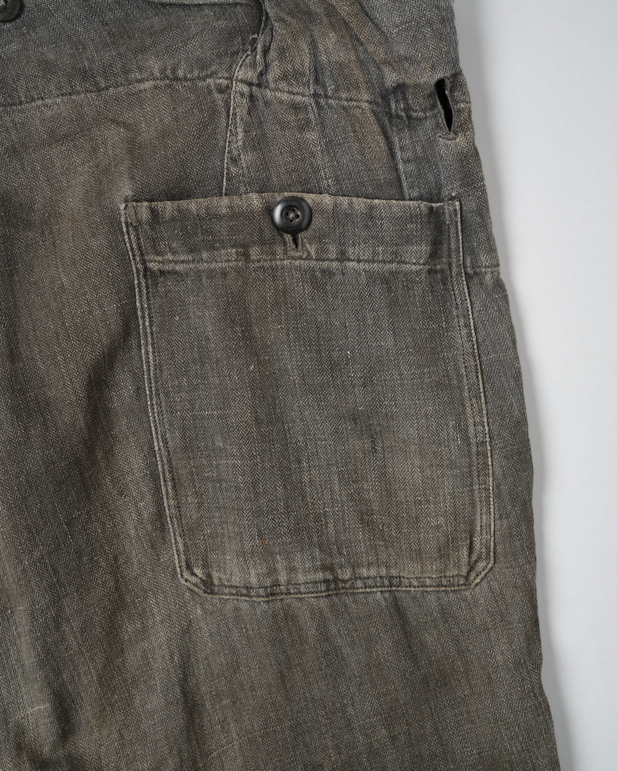 ［~30's］German Air Force Gray Drillich HBT Linen Work Trousers "Unusual Color" "Luftwaffe"