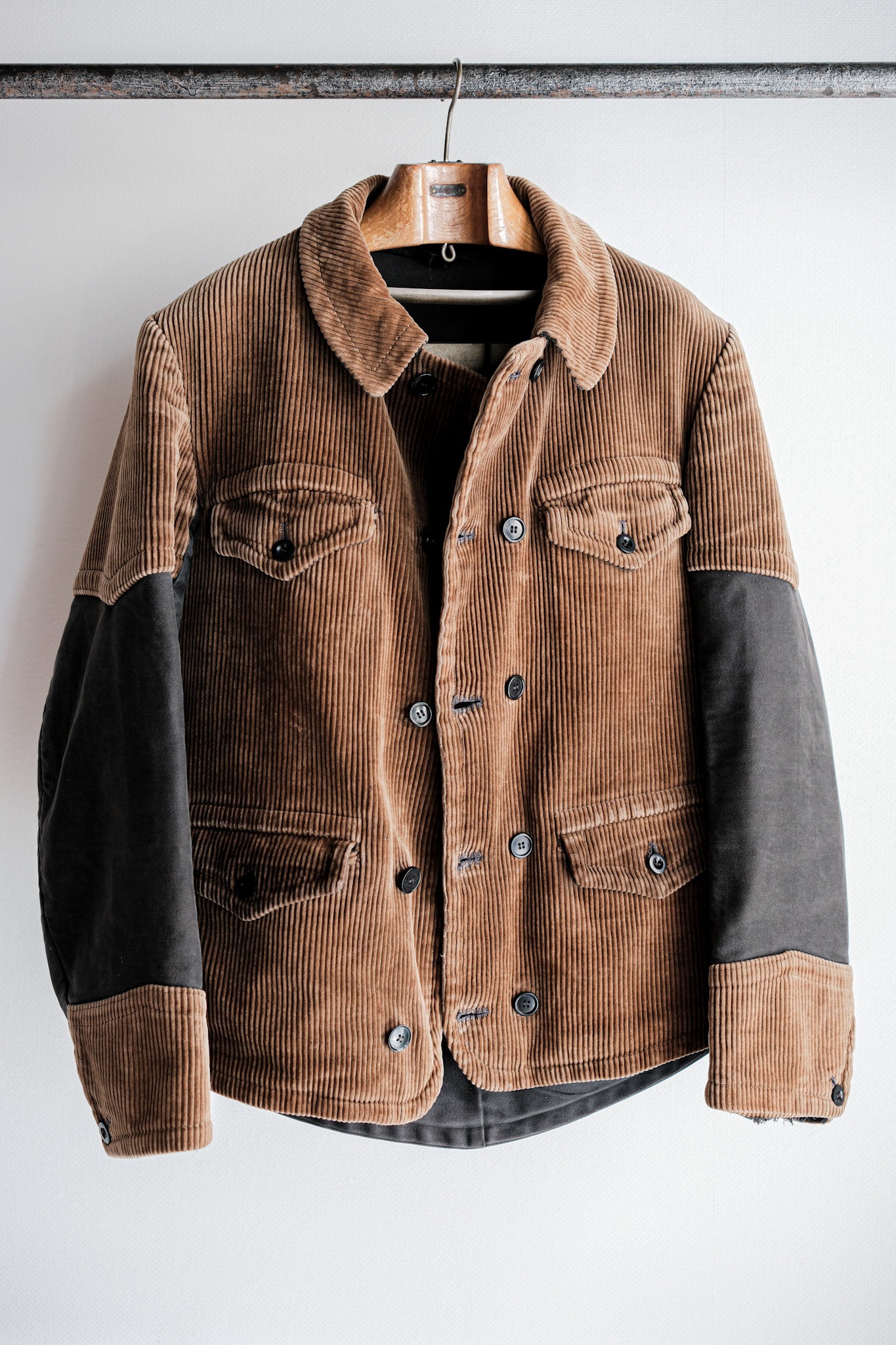【~40's】Belgium Vintage Brown Corduroy Double Breasted Work Jacket