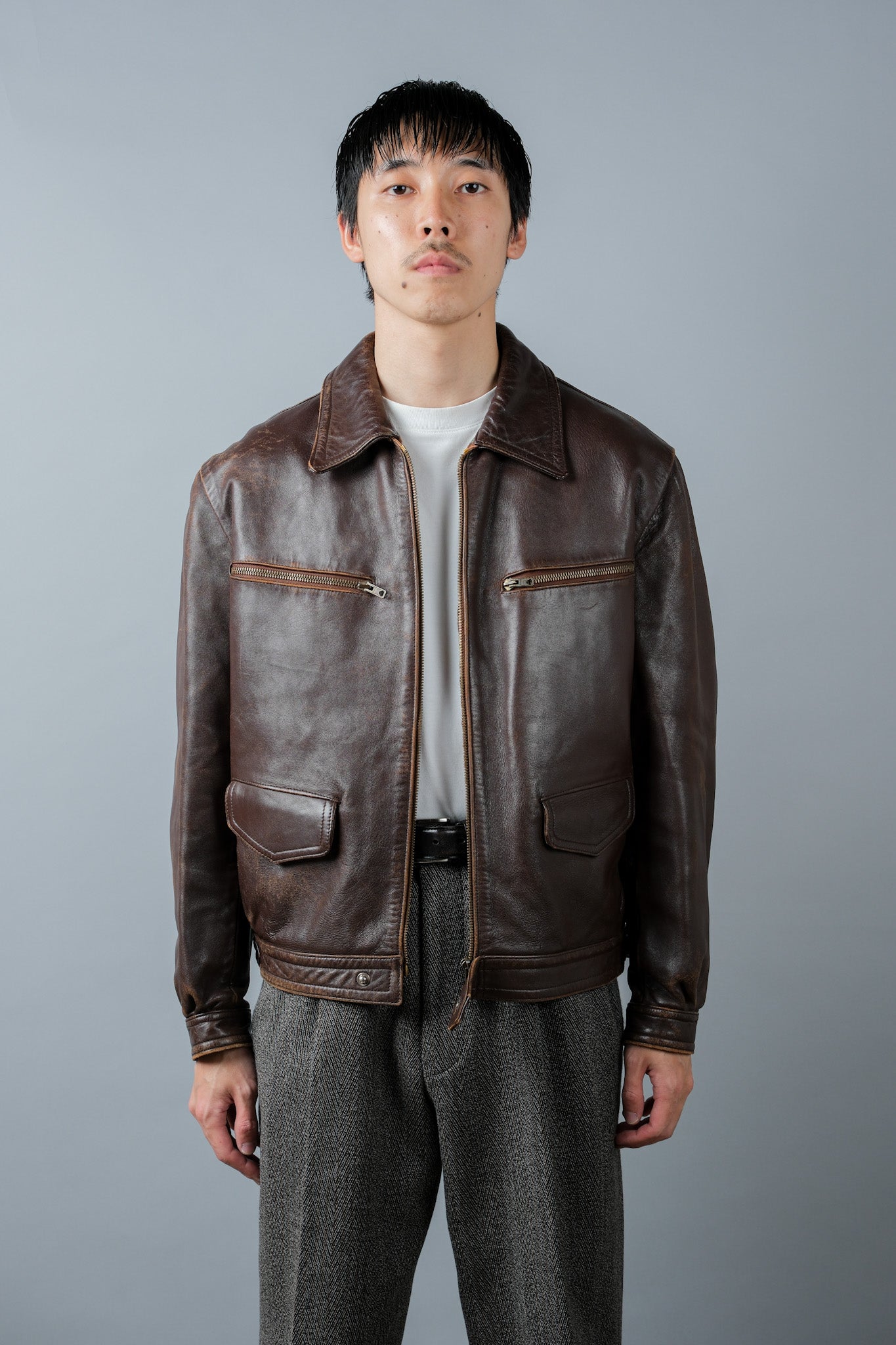 【~50's】French Vintage Hartmann Type Motorcycle Leather Jacket