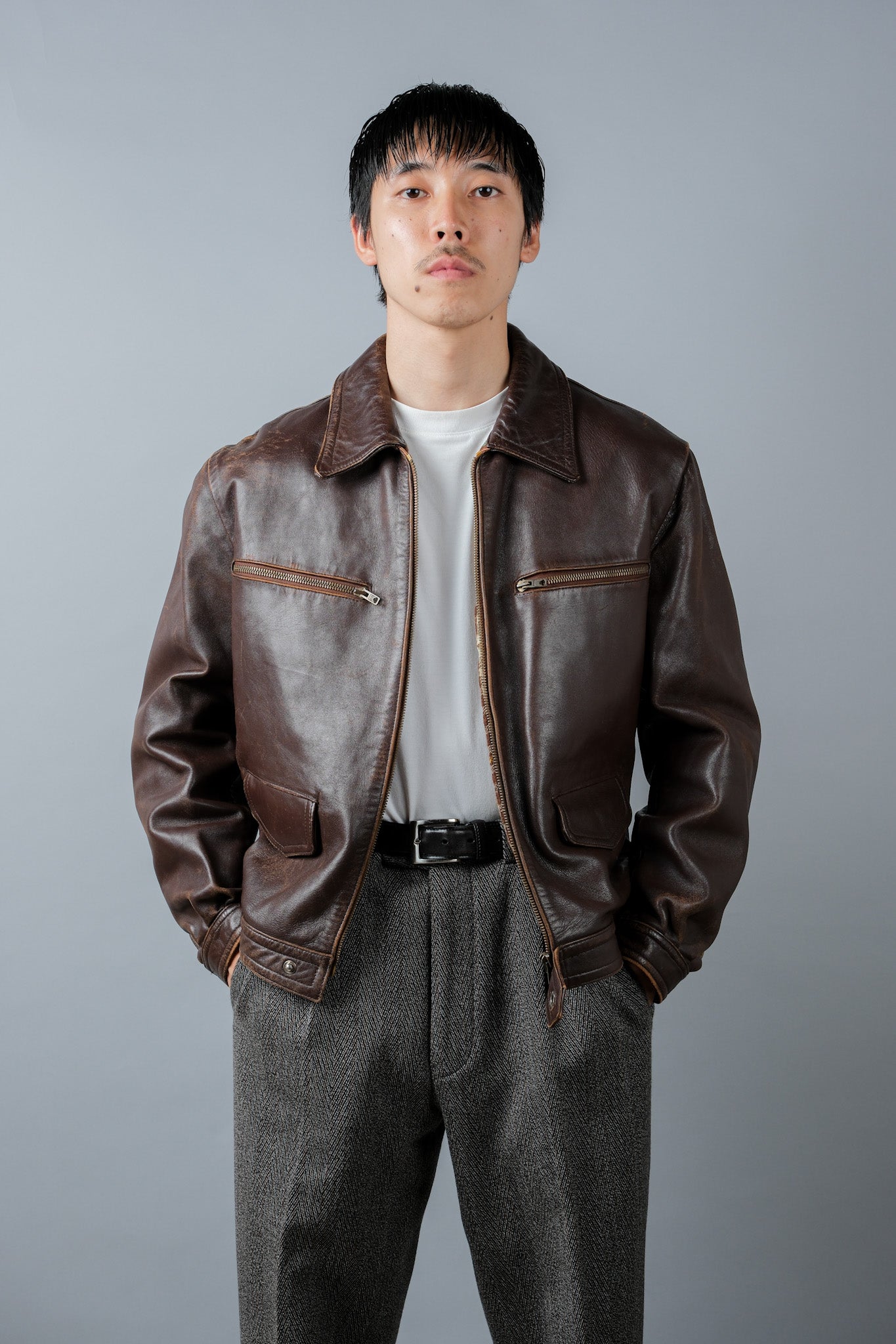 【~50's】French Vintage Hartmann Type Motorcycle Leather Jacket