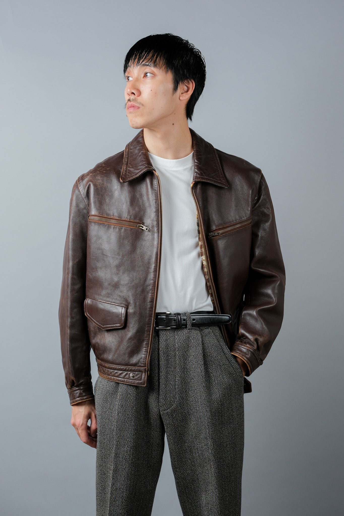 【~50's】French Vintage Hartmann Type Motorcycle Leather Jacket