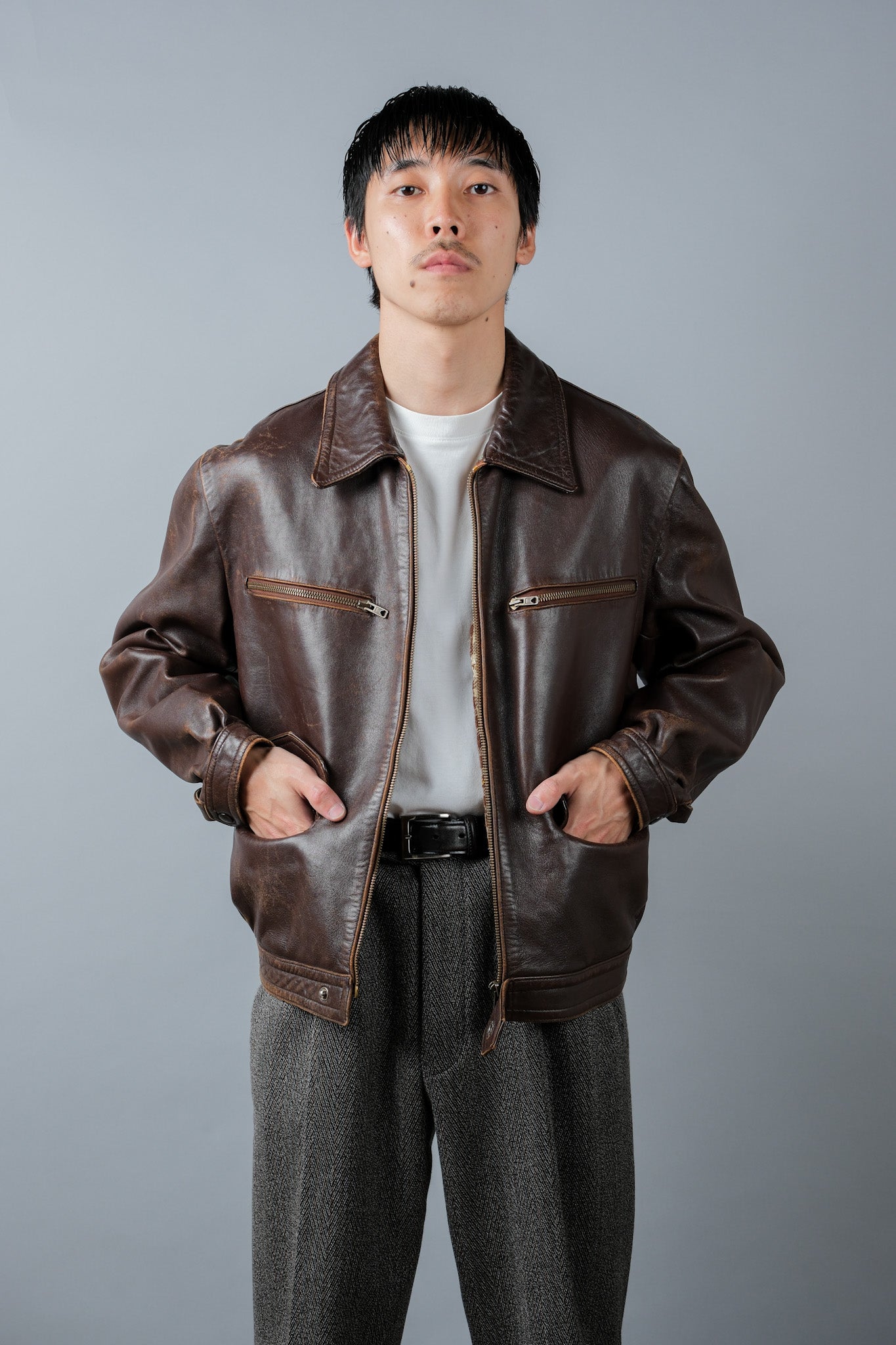 【~50's】French Vintage Hartmann Type Motorcycle Leather Jacket