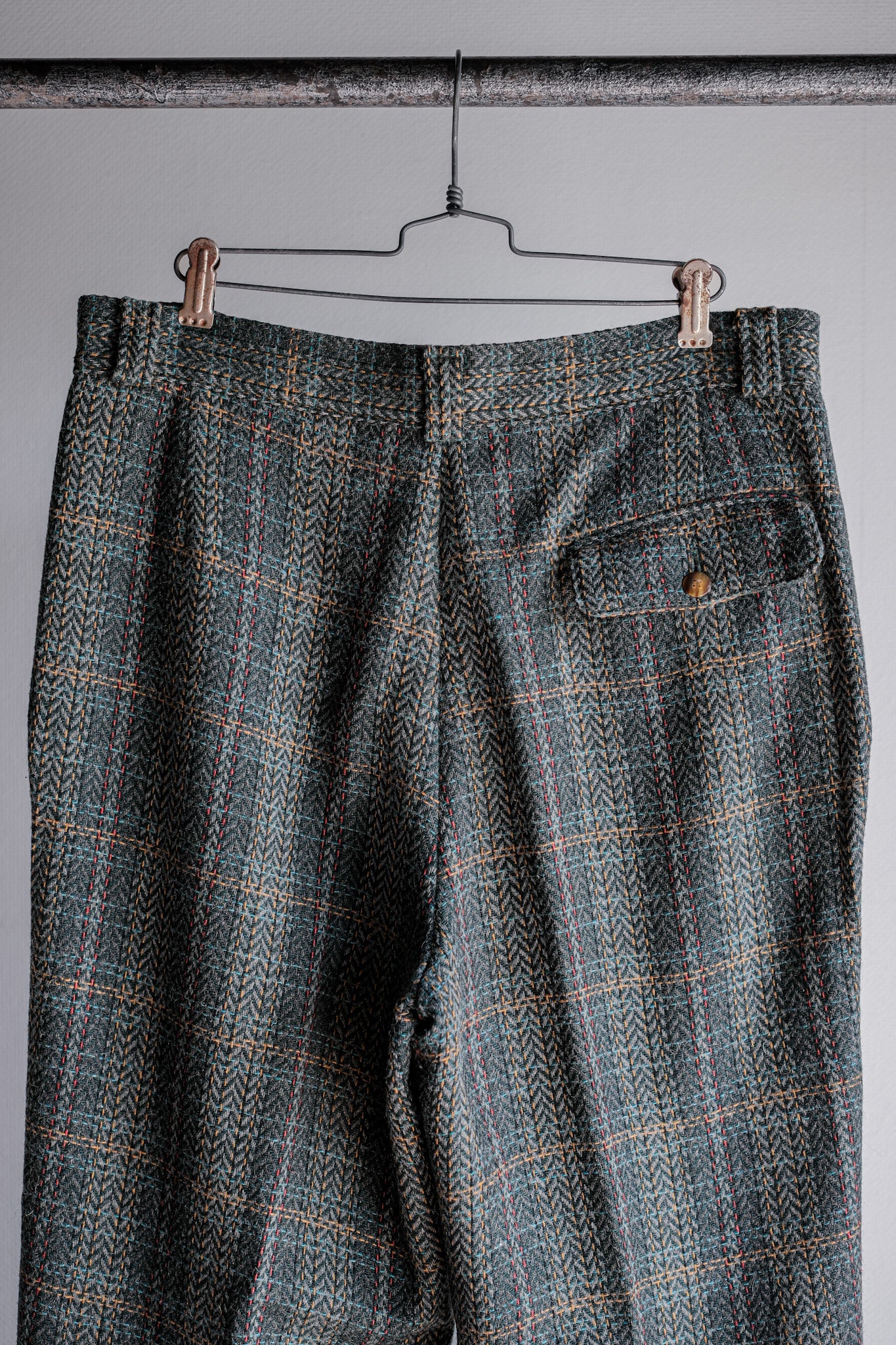 【~90's】Italian Vintage 2 Tuck Mixed Wool Trousers Size.50