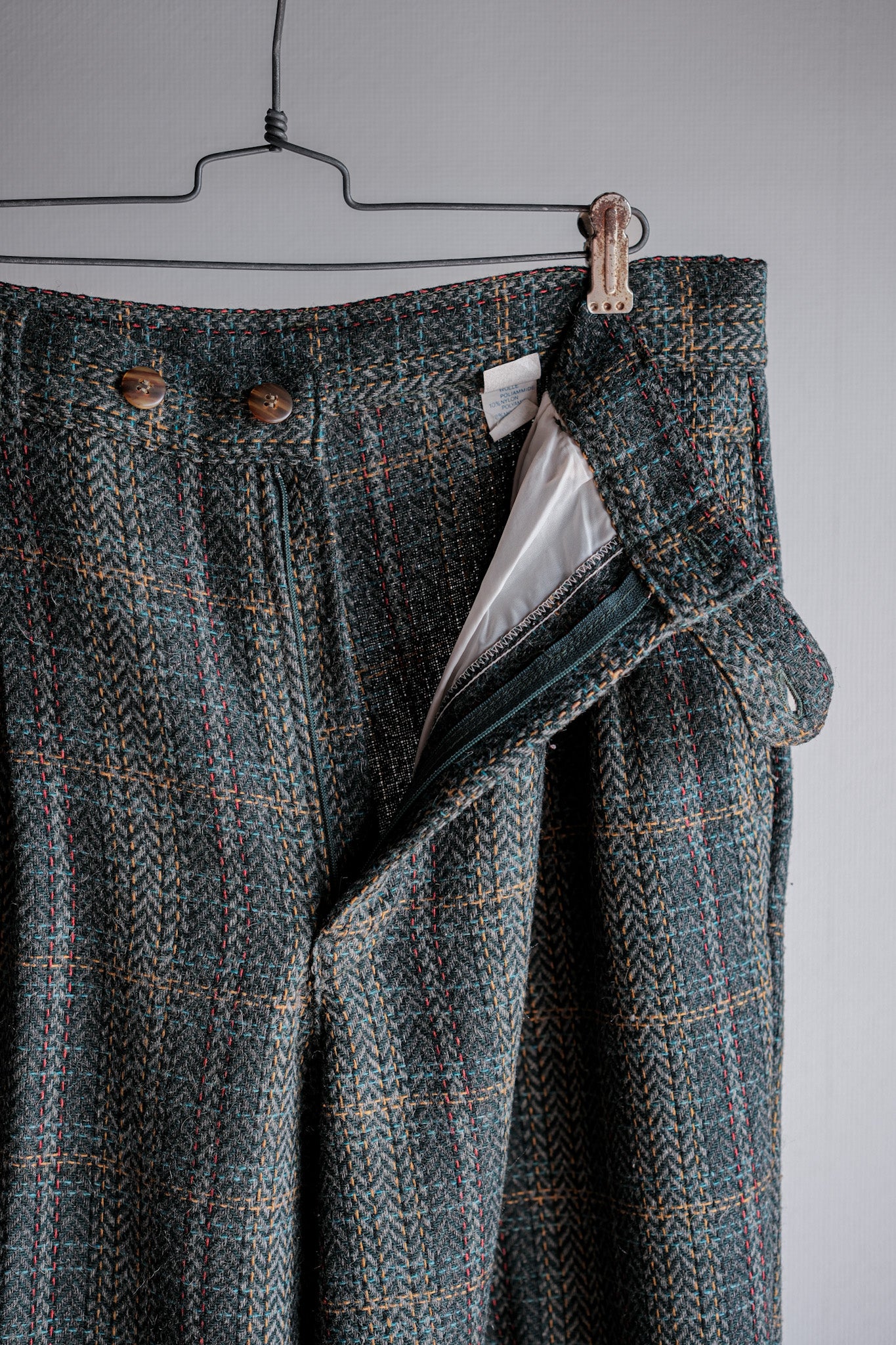 【~90's】Italian Vintage 2 Tuck Mixed Wool Trousers Size.50