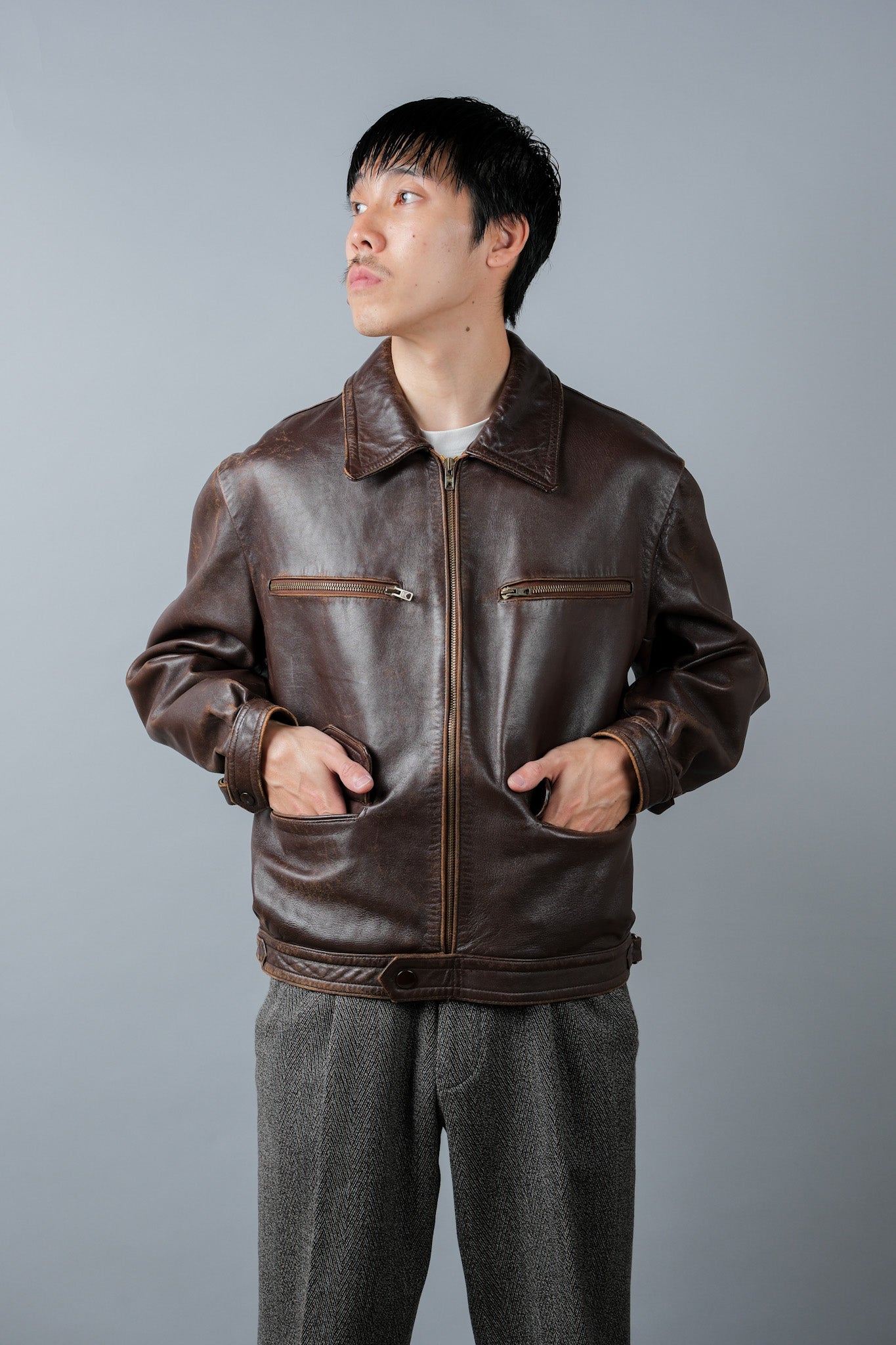 【~50's】French Vintage Hartmann Type Motorcycle Leather Jacket