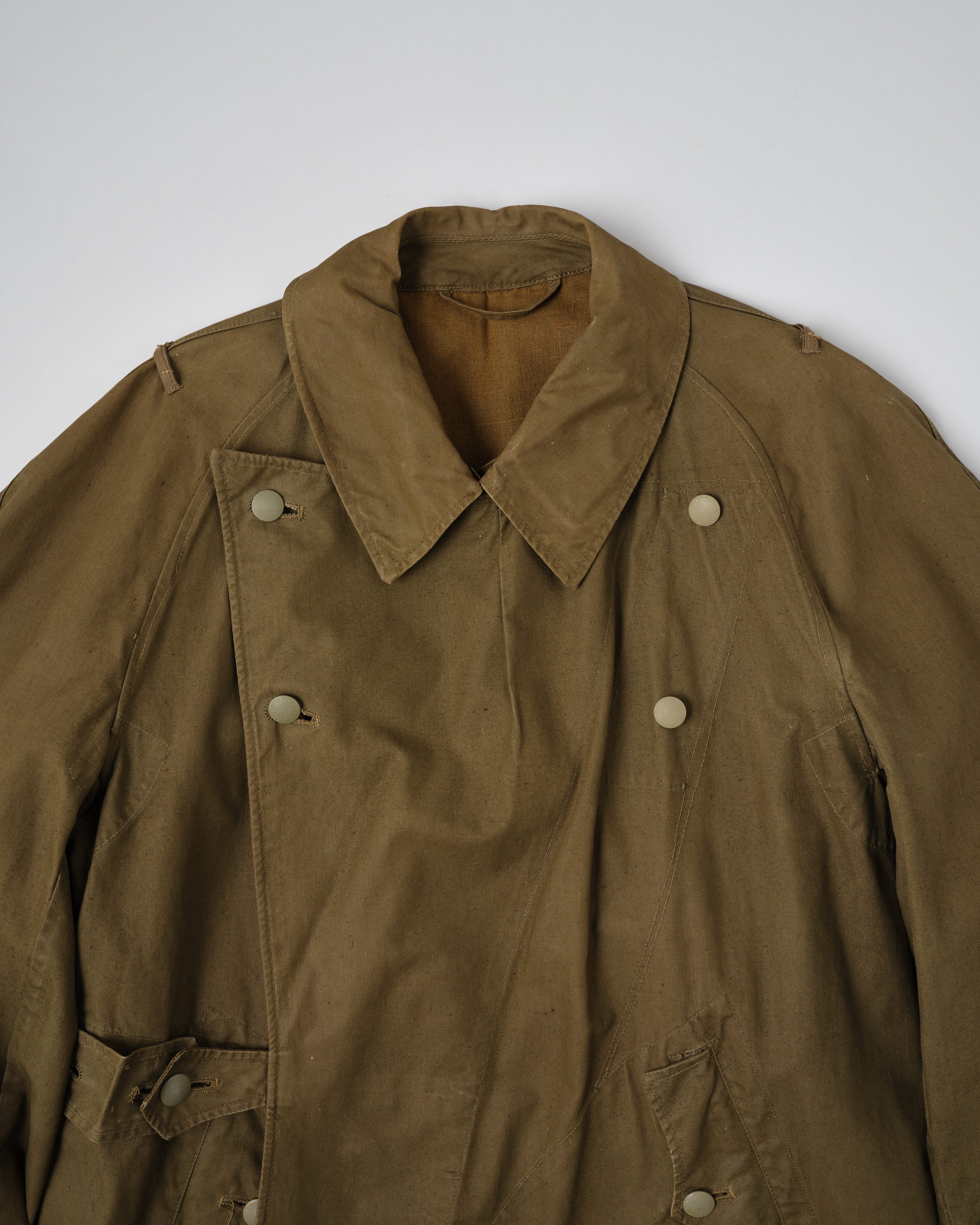 [~40's] เสื้อโค้ทรถจักรยานยนต์เขตร้อนของเยอรมัน Afrika Korps ในสงครามโลกครั้งที่สอง "DAK"