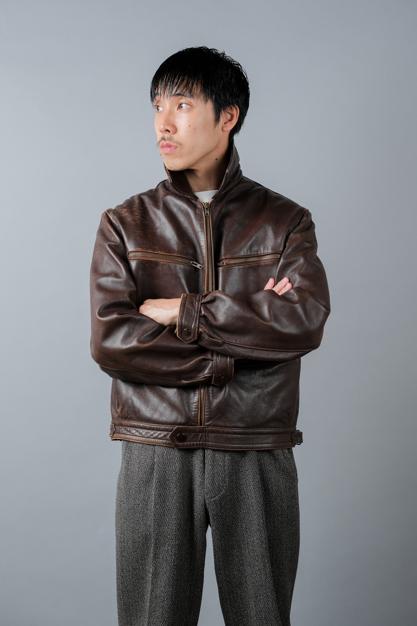 【~50's】French Vintage Hartmann Type Motorcycle Leather Jacket