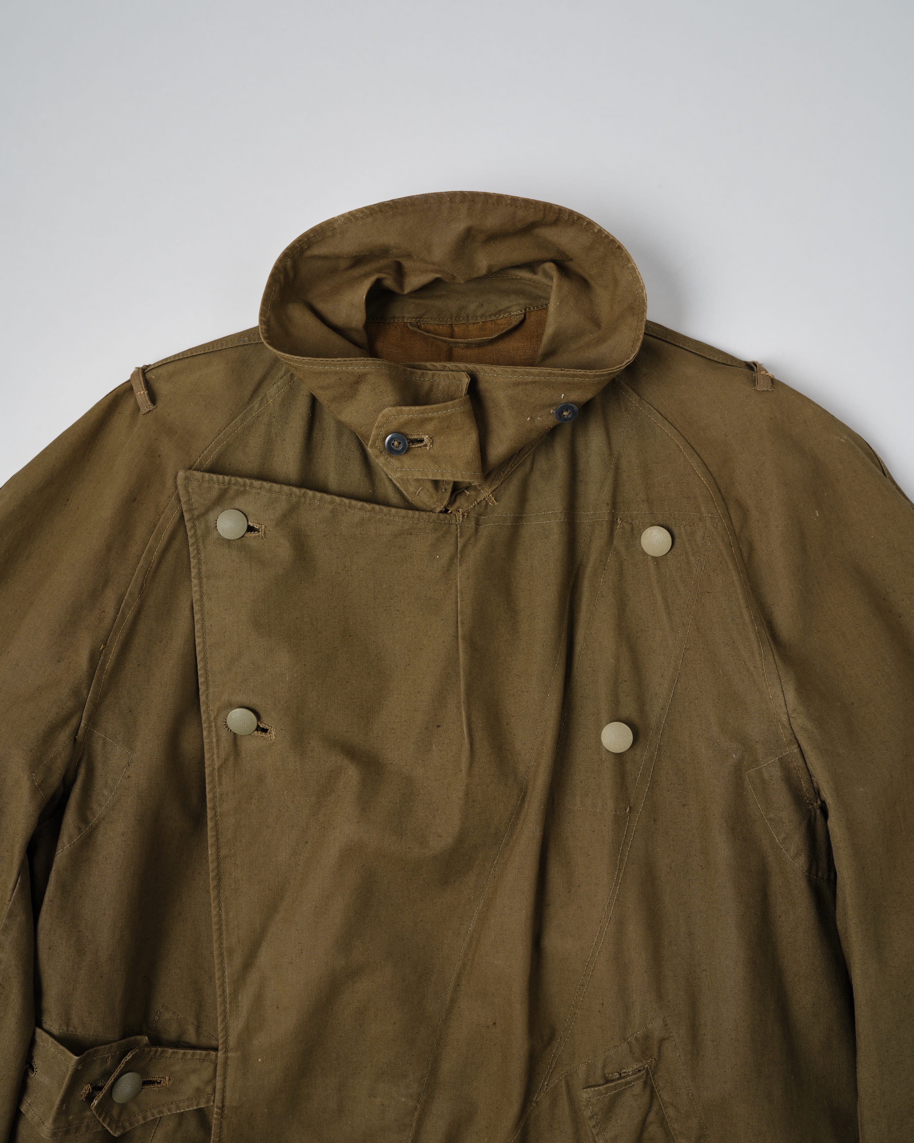 [~40's] เสื้อโค้ทรถจักรยานยนต์เขตร้อนของเยอรมัน Afrika Korps ในสงครามโลกครั้งที่สอง "DAK"