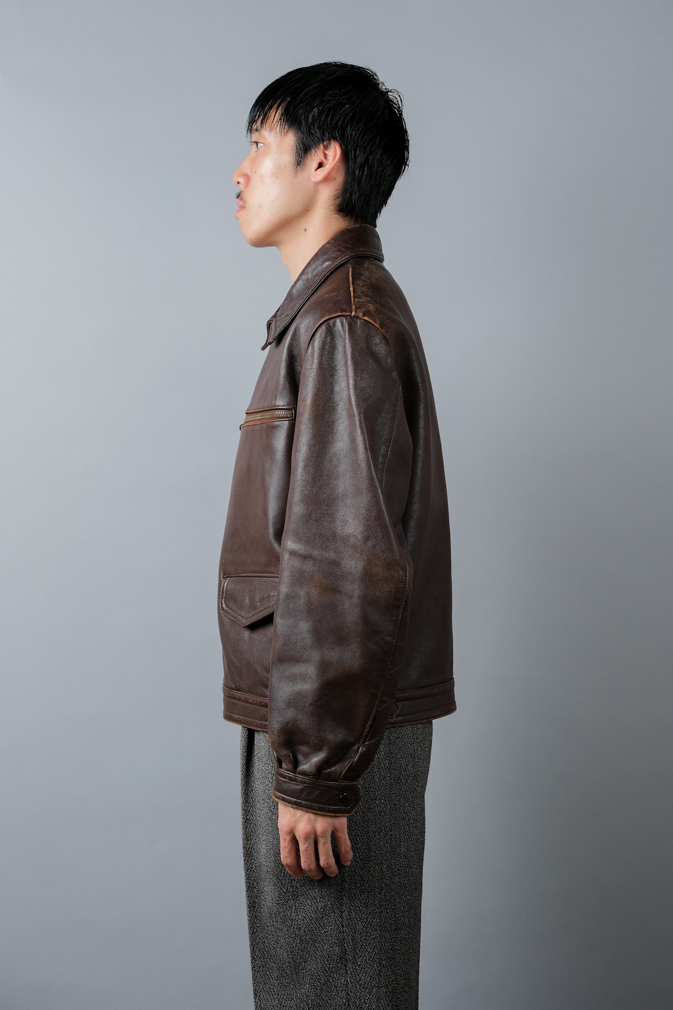 【~50's】French Vintage Hartmann Type Motorcycle Leather Jacket