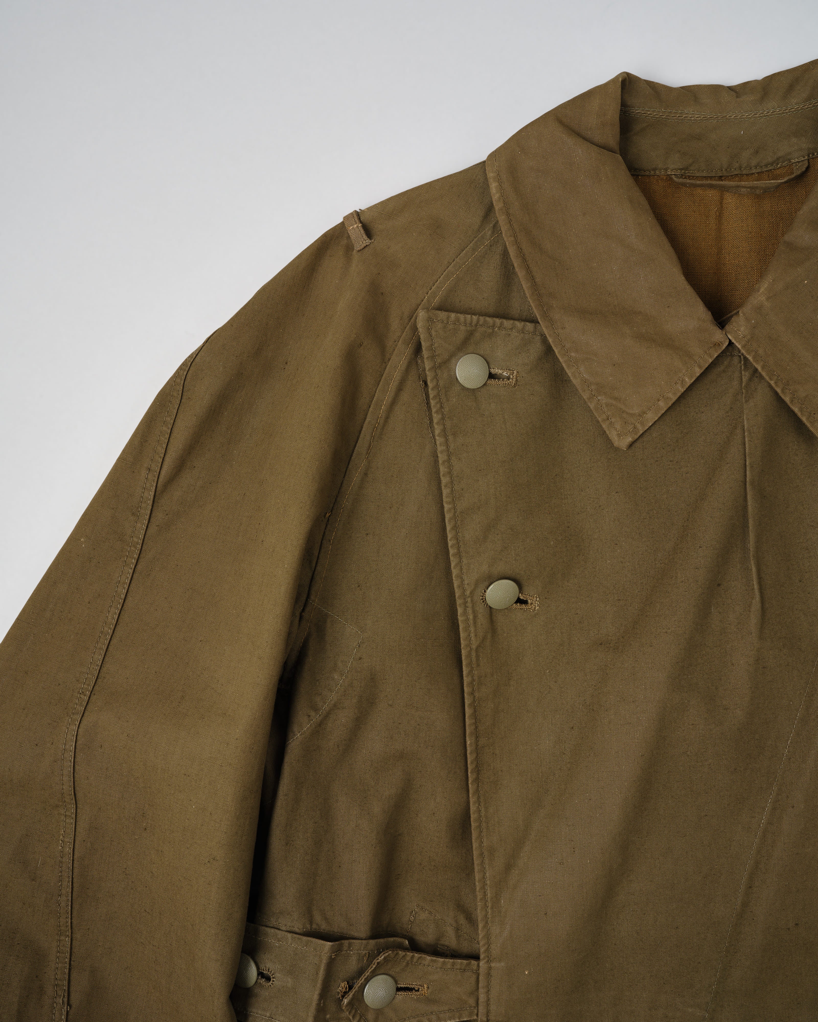 [~40's] เสื้อโค้ทรถจักรยานยนต์เขตร้อนของเยอรมัน Afrika Korps ในสงครามโลกครั้งที่สอง "DAK"