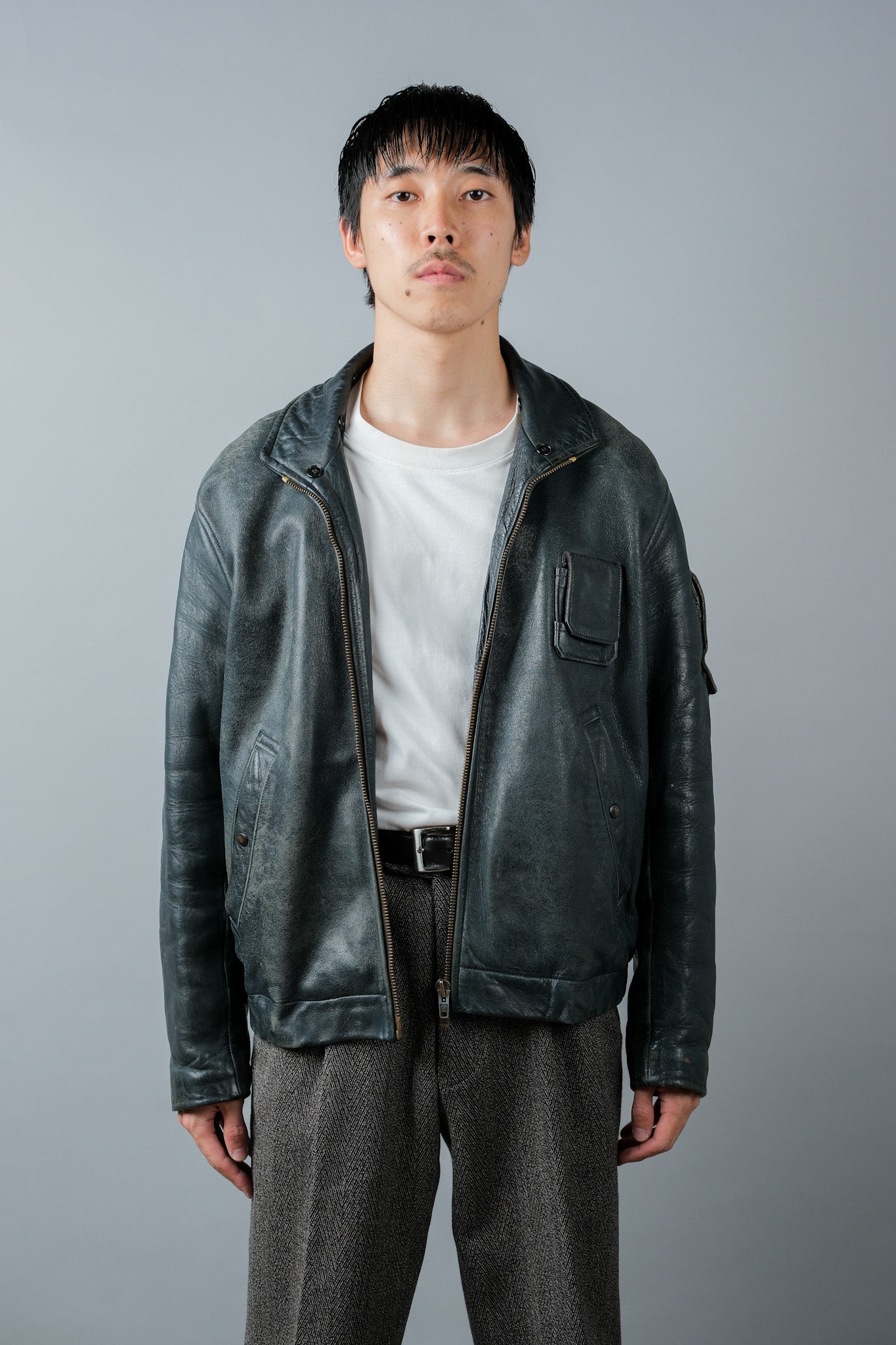 ［~70's］French Air Force Pilot Leather Jacket Size.96M