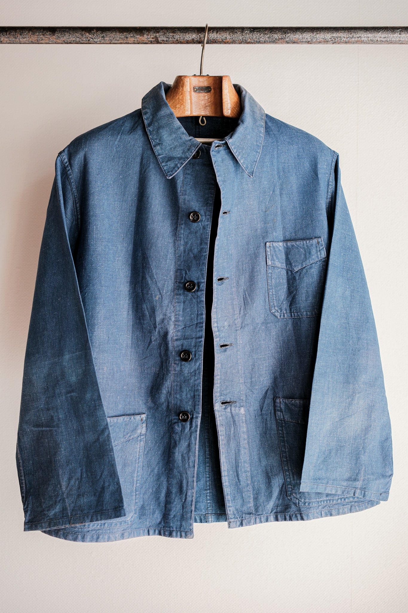 40's】French Vintage Indigo Linen Work Jacket