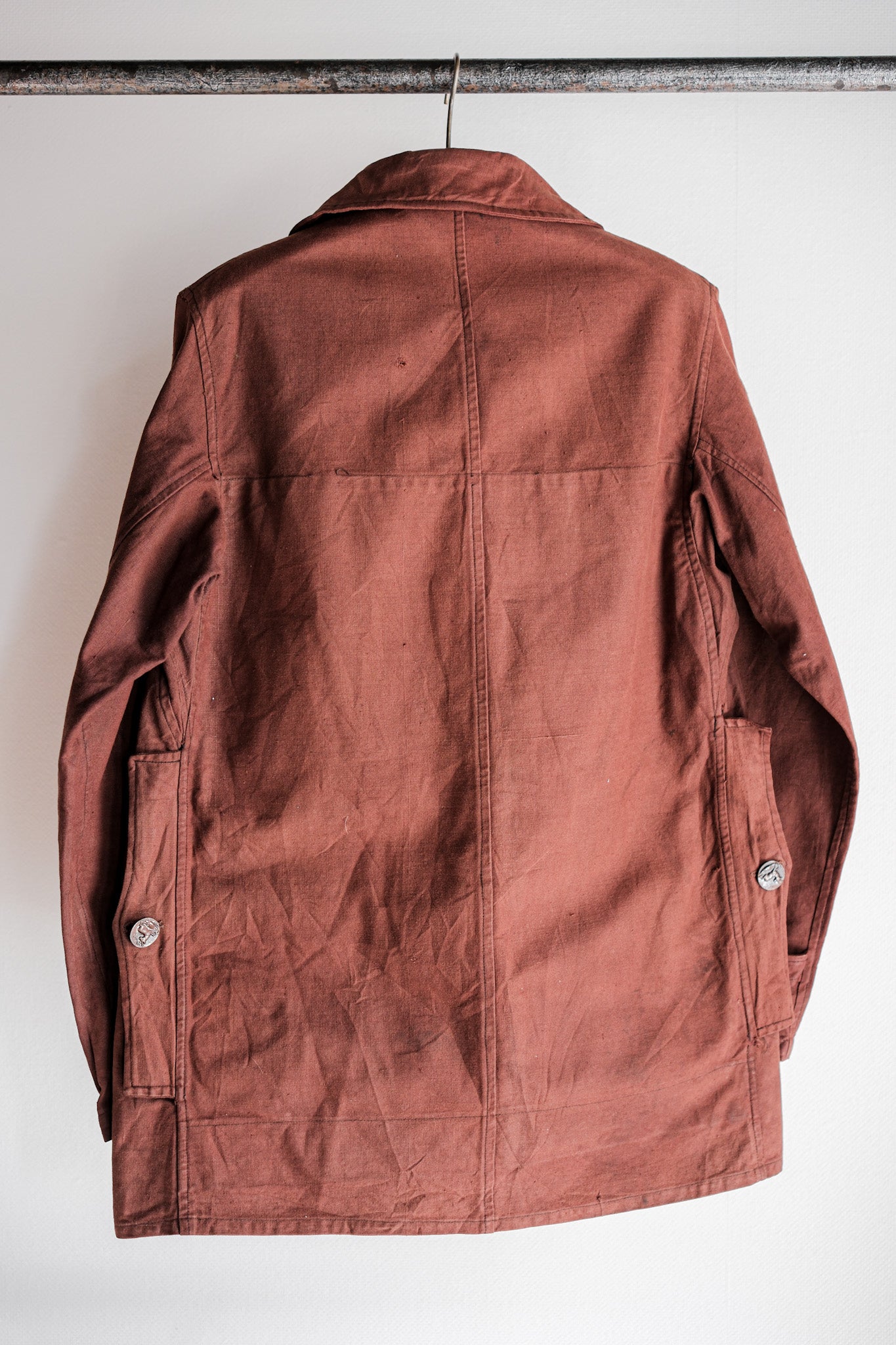【~20's】French Vintage Reddish Brown Cotton Linen Hunting Jacket