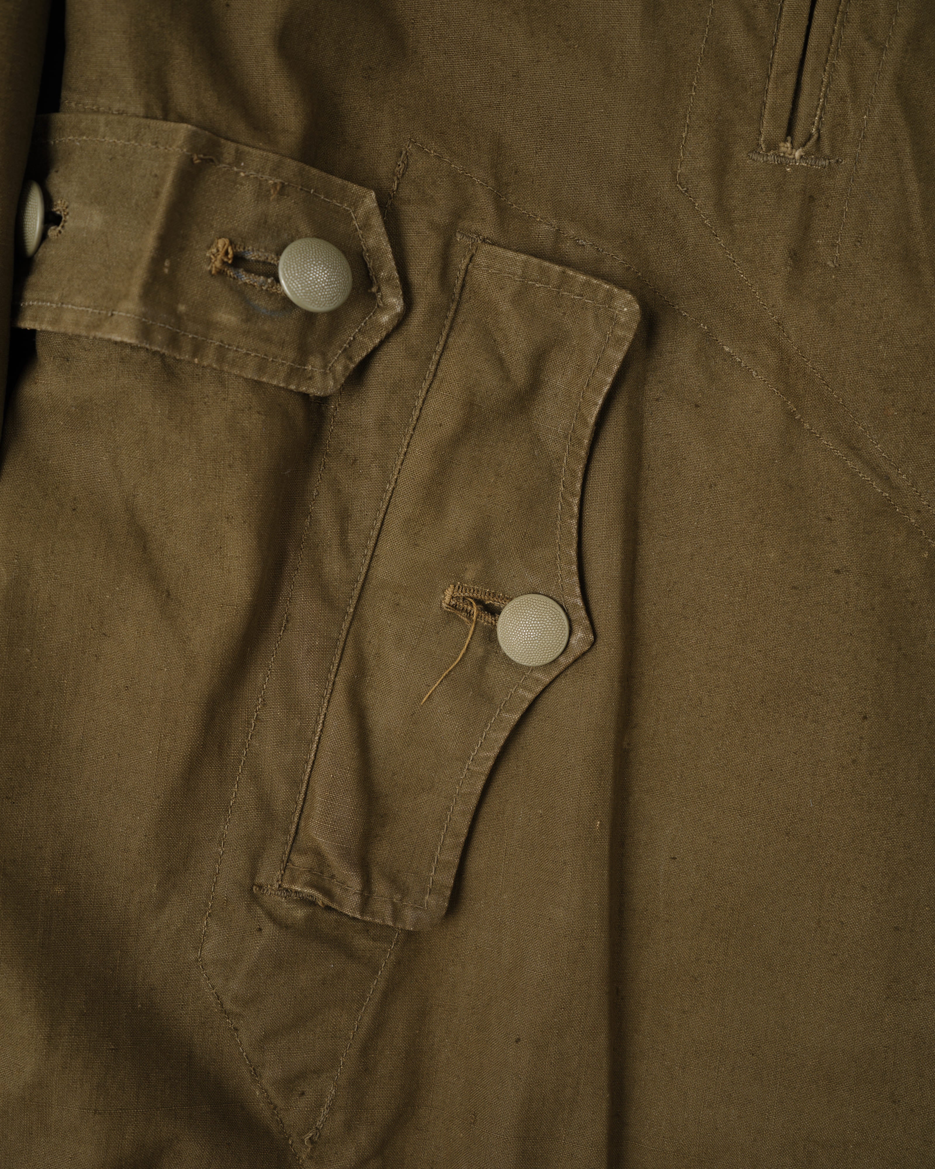 [~40's] เสื้อโค้ทรถจักรยานยนต์เขตร้อนของเยอรมัน Afrika Korps ในสงครามโลกครั้งที่สอง "DAK"