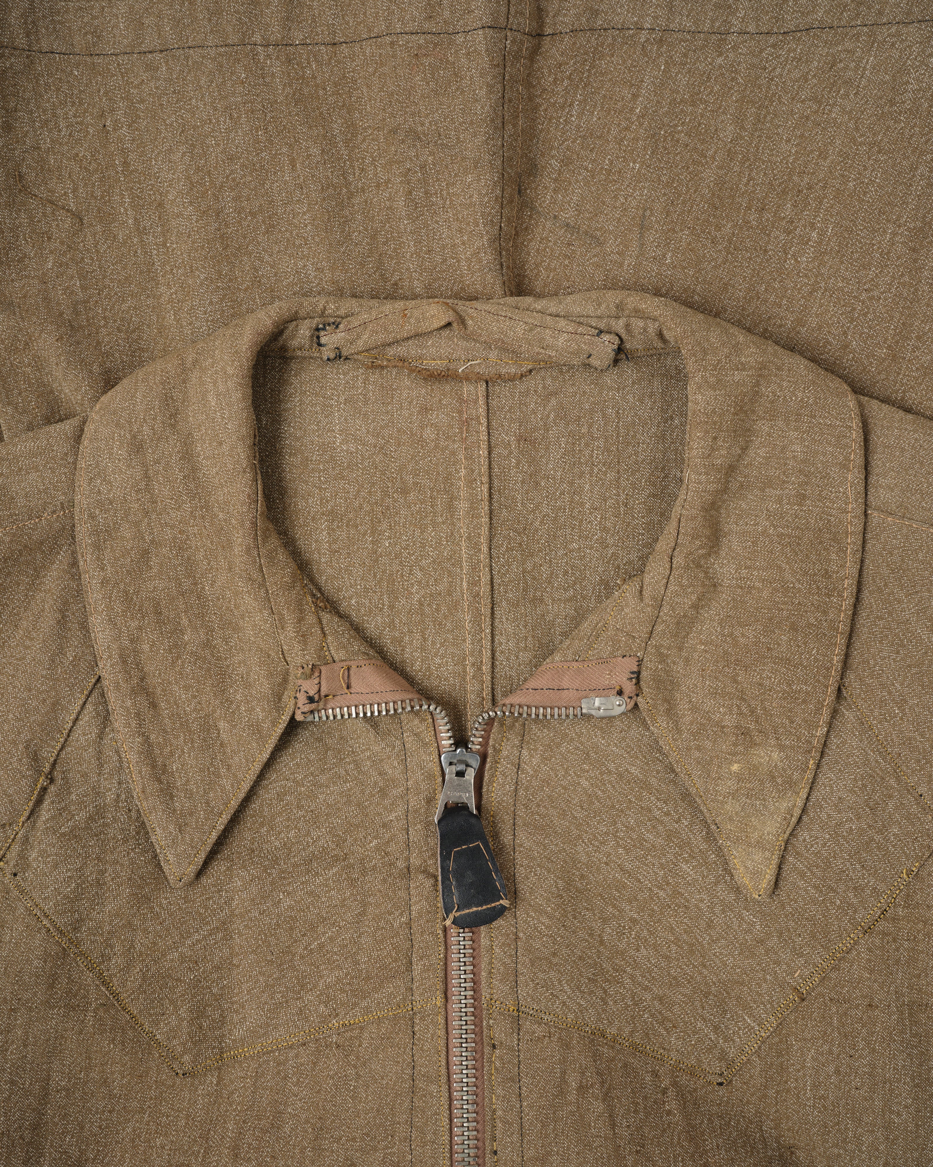 [~40’s] WWII German Air Force Brown Salt & Pepper Cotton Summer Flight Jacket "Tailor Made" "Lufwaffe"