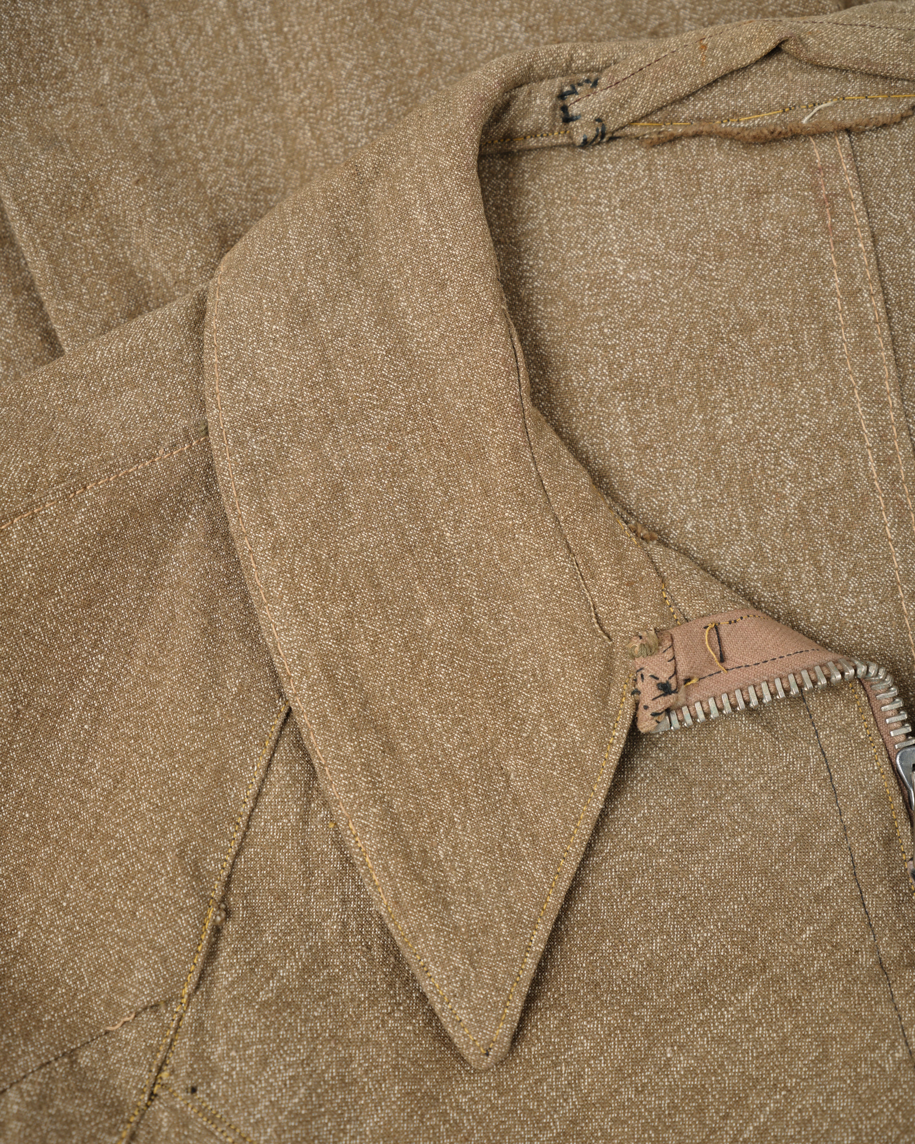[~40’s] WWII German Air Force Brown Salt & Pepper Cotton Summer Flight Jacket "Tailor Made" "Lufwaffe"