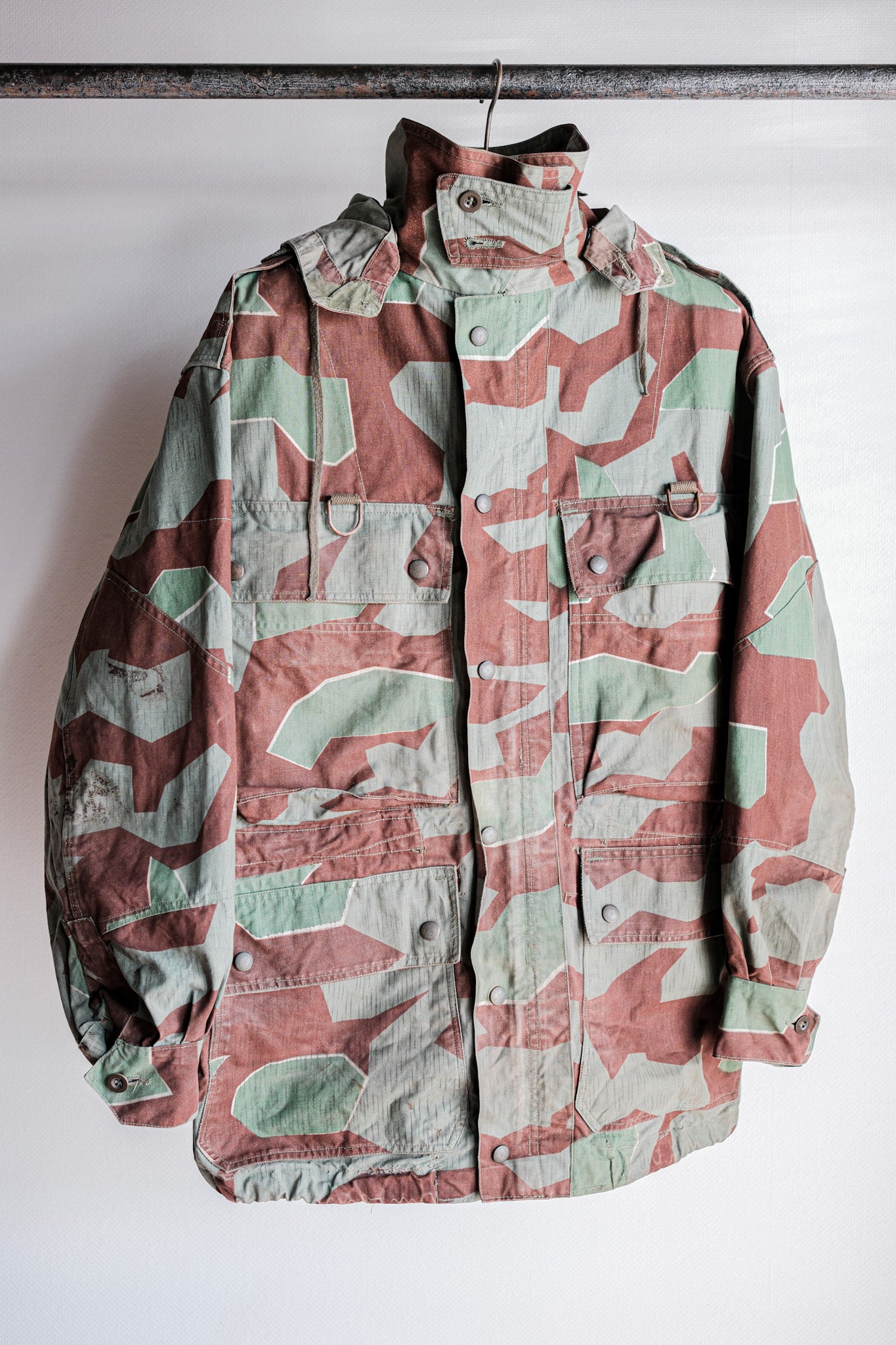【~50's】German Army Splinter Camouflage Paratrooper Jacket With Hood Size.174-88