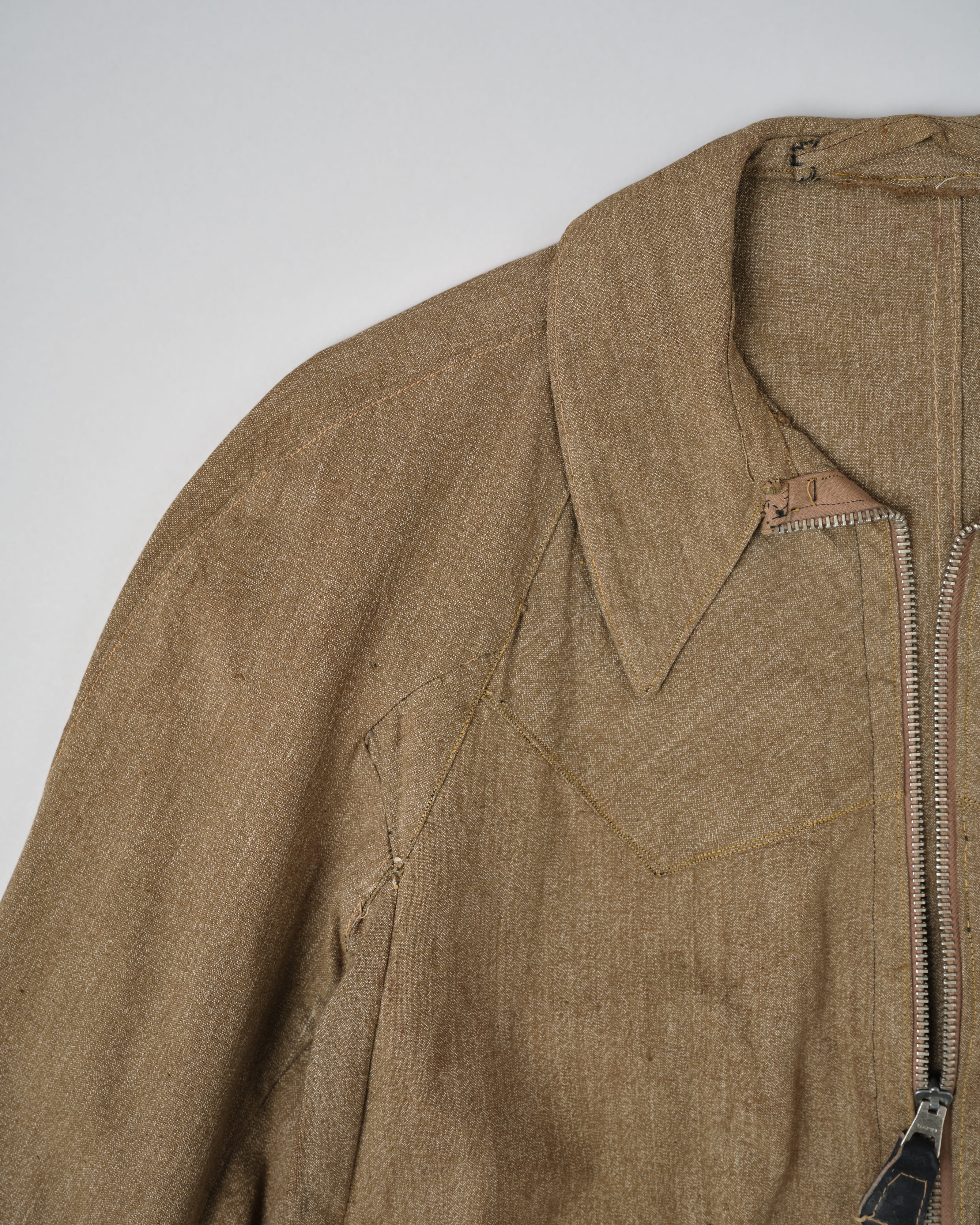 [~40’s] WWII German Air Force Brown Salt & Pepper Cotton Summer Flight Jacket "Tailor Made" "Lufwaffe"