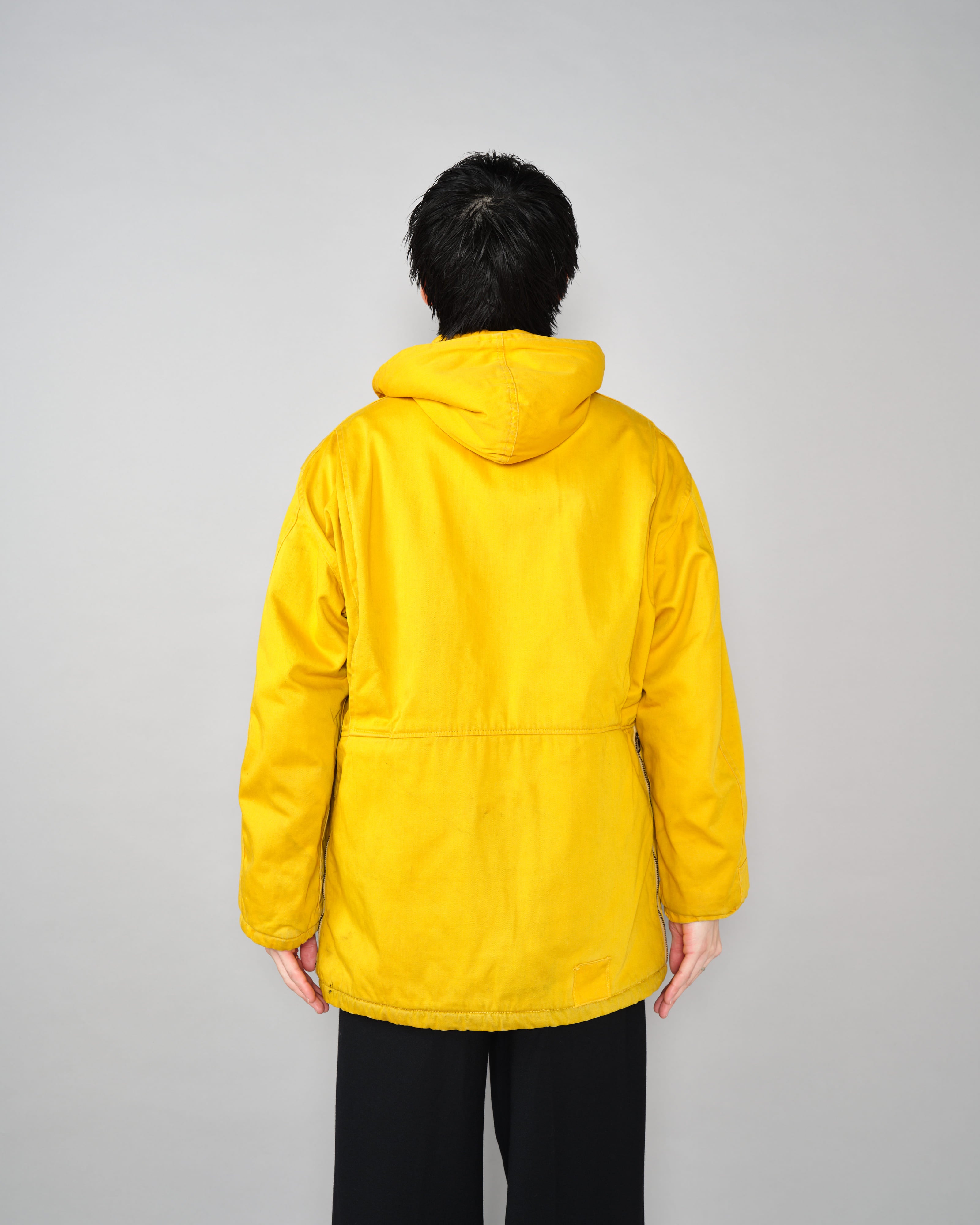 [~60's] 브리티시 빈티지 탈착식 후드 옐로우 코튼 새틴 마운티니어링 재킷