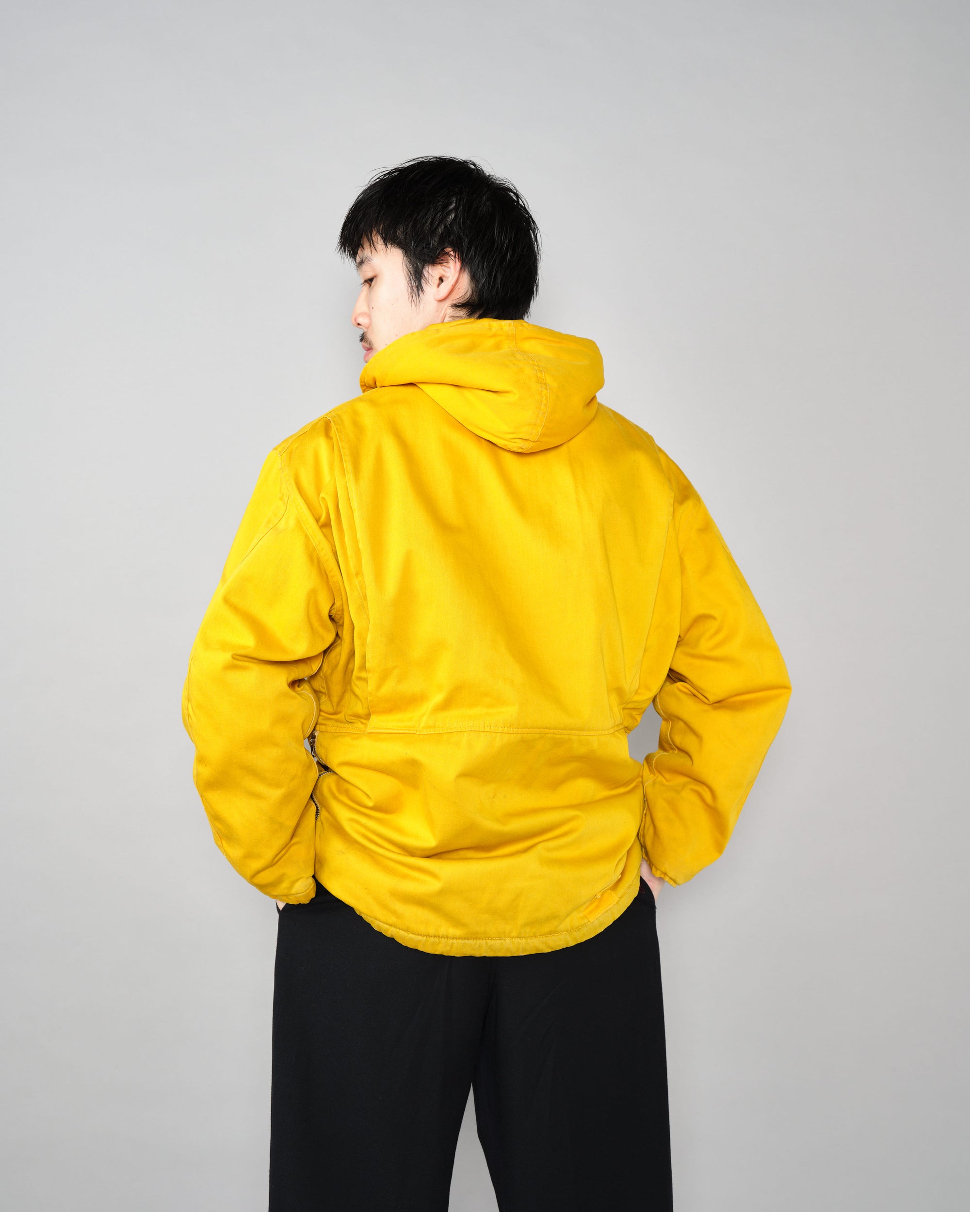 ［~60's］British Vintage Detachable Hood Yellow Cotton Satin Mountaineering Jacket