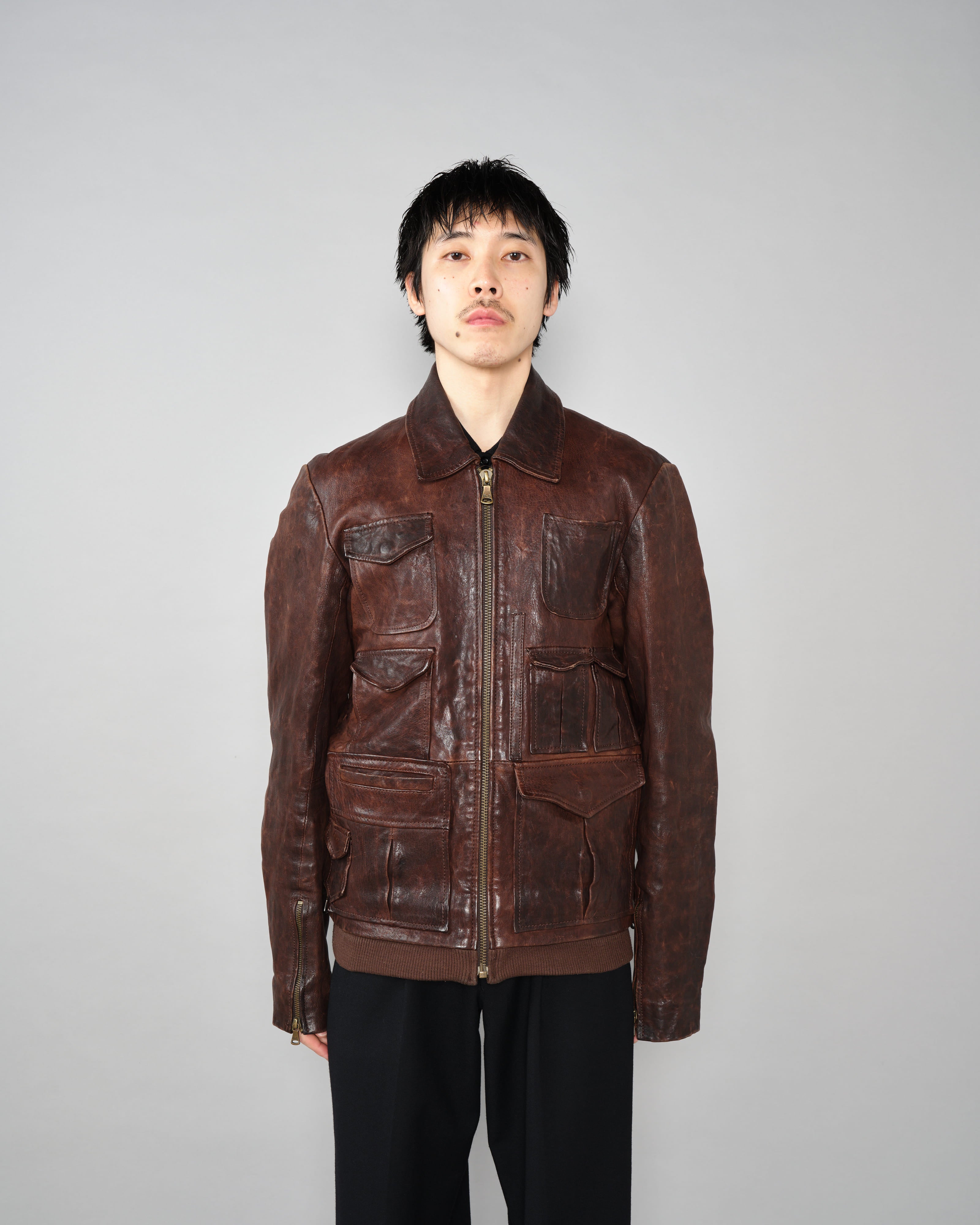 [~00’s] Old DOLCE&GABBANA Multi Pocket Leather Jacket Size.50