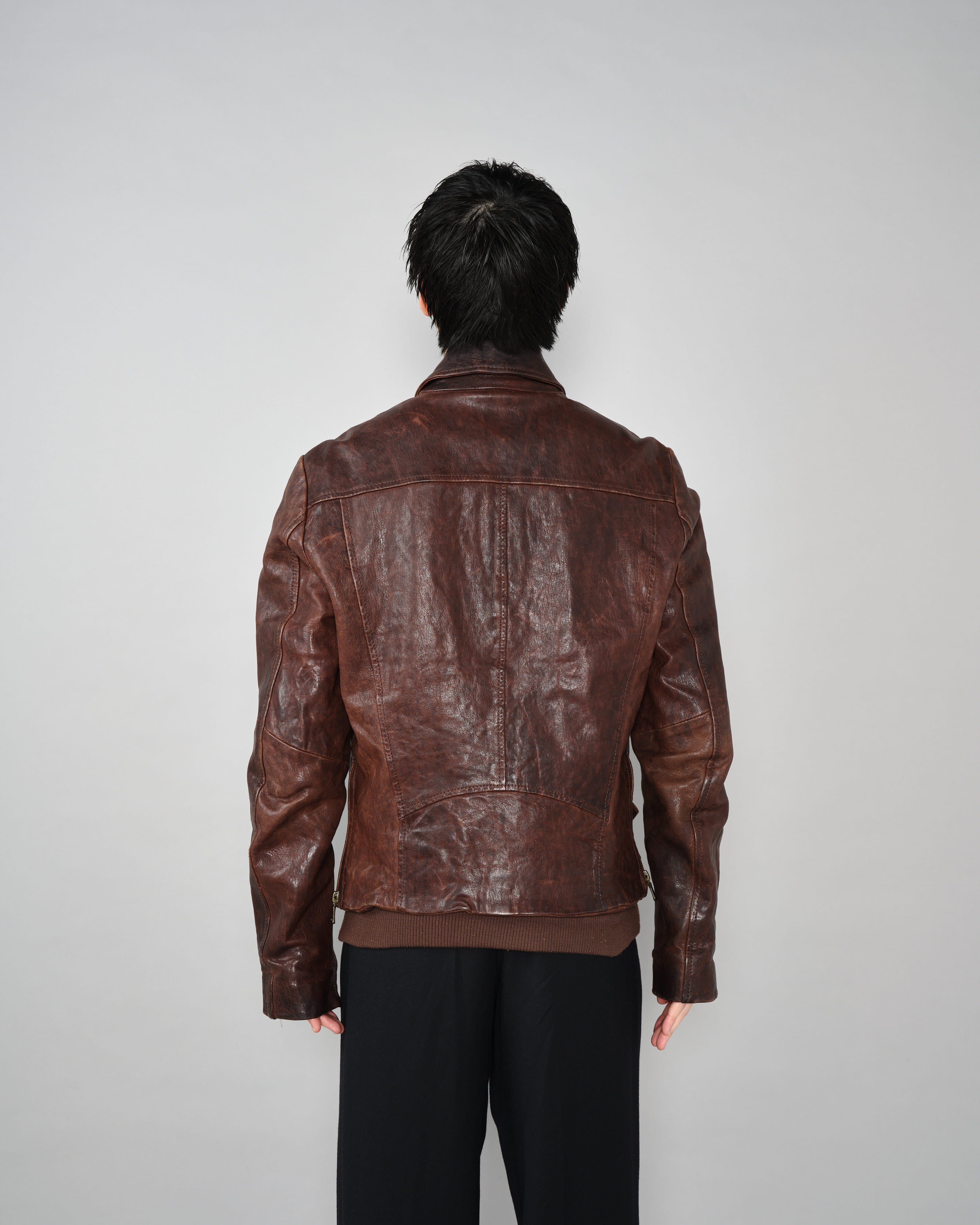 [~00’s] Old DOLCE&GABBANA Multi Pocket Leather Jacket Size.50