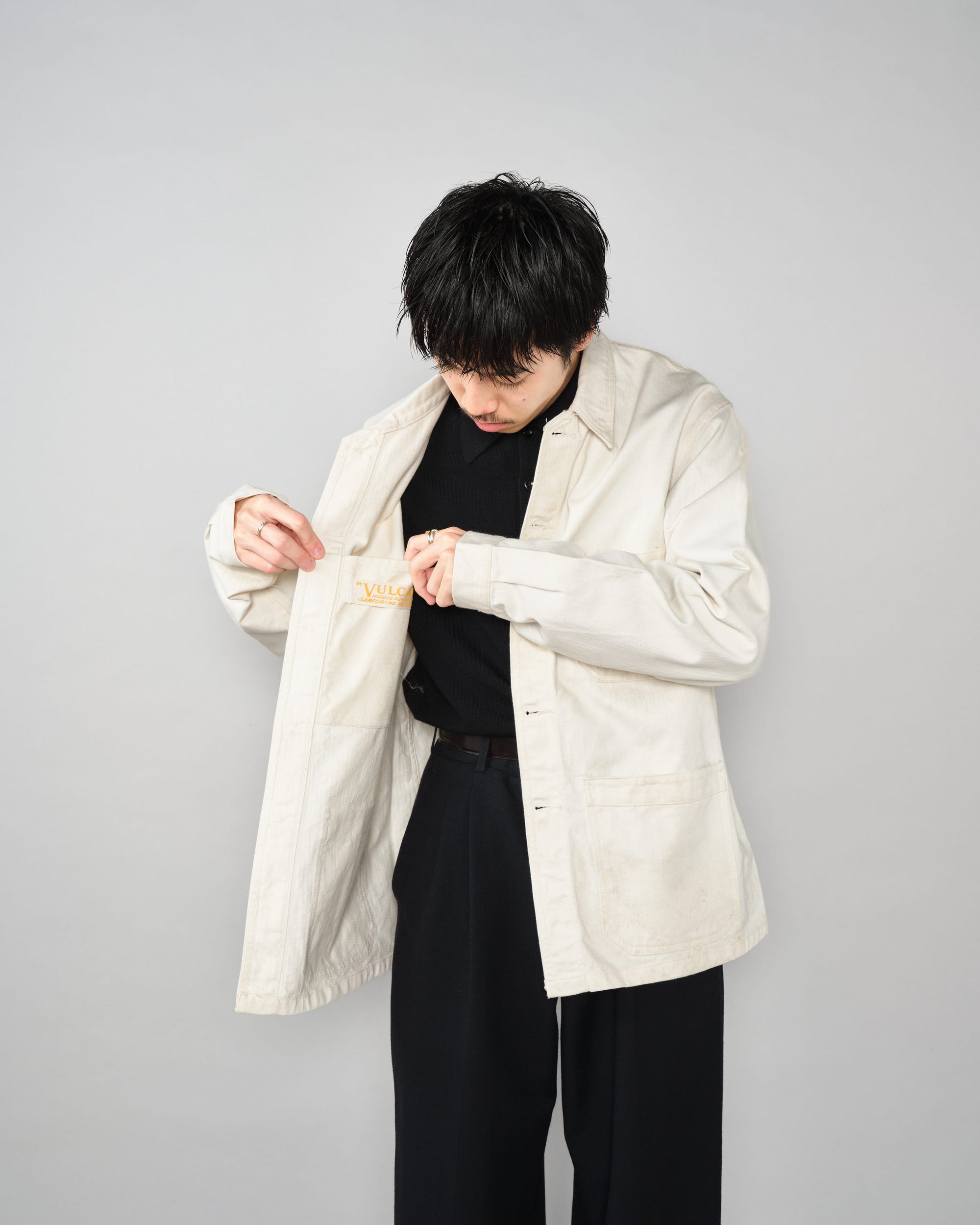 【~50's】French Vintage HBT Cotton Work Jacket "Vulcain"