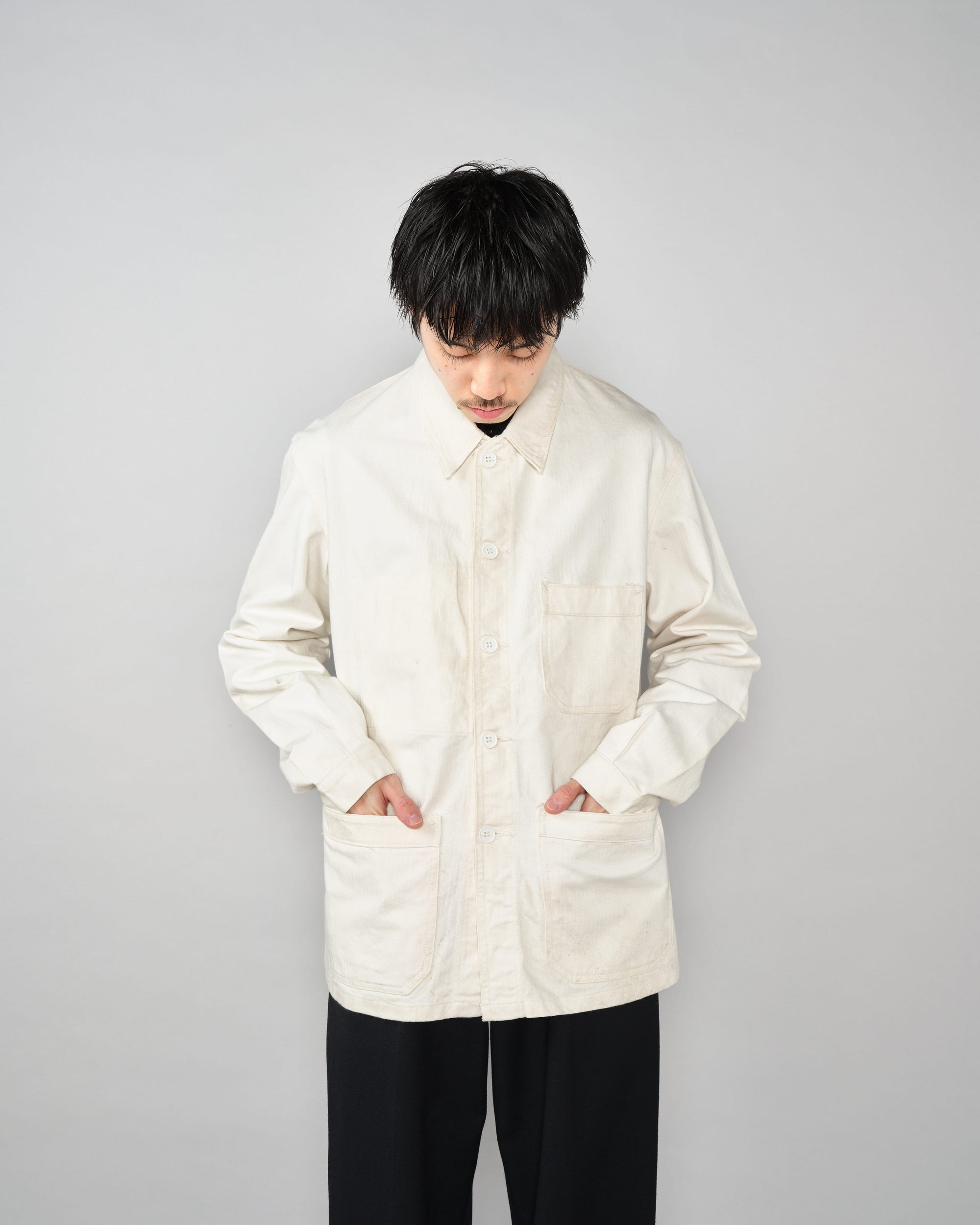 【~50's】French Vintage HBT Cotton Work Jacket "Vulcain"
