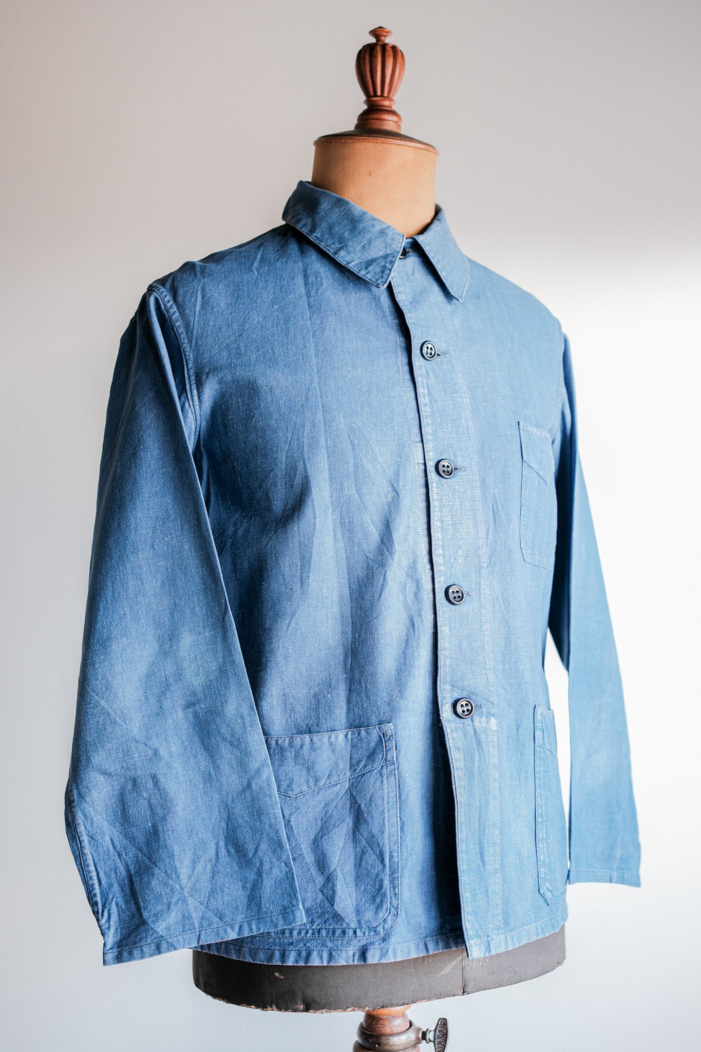 40's] French Vintage Indigo Linen Work Jacket