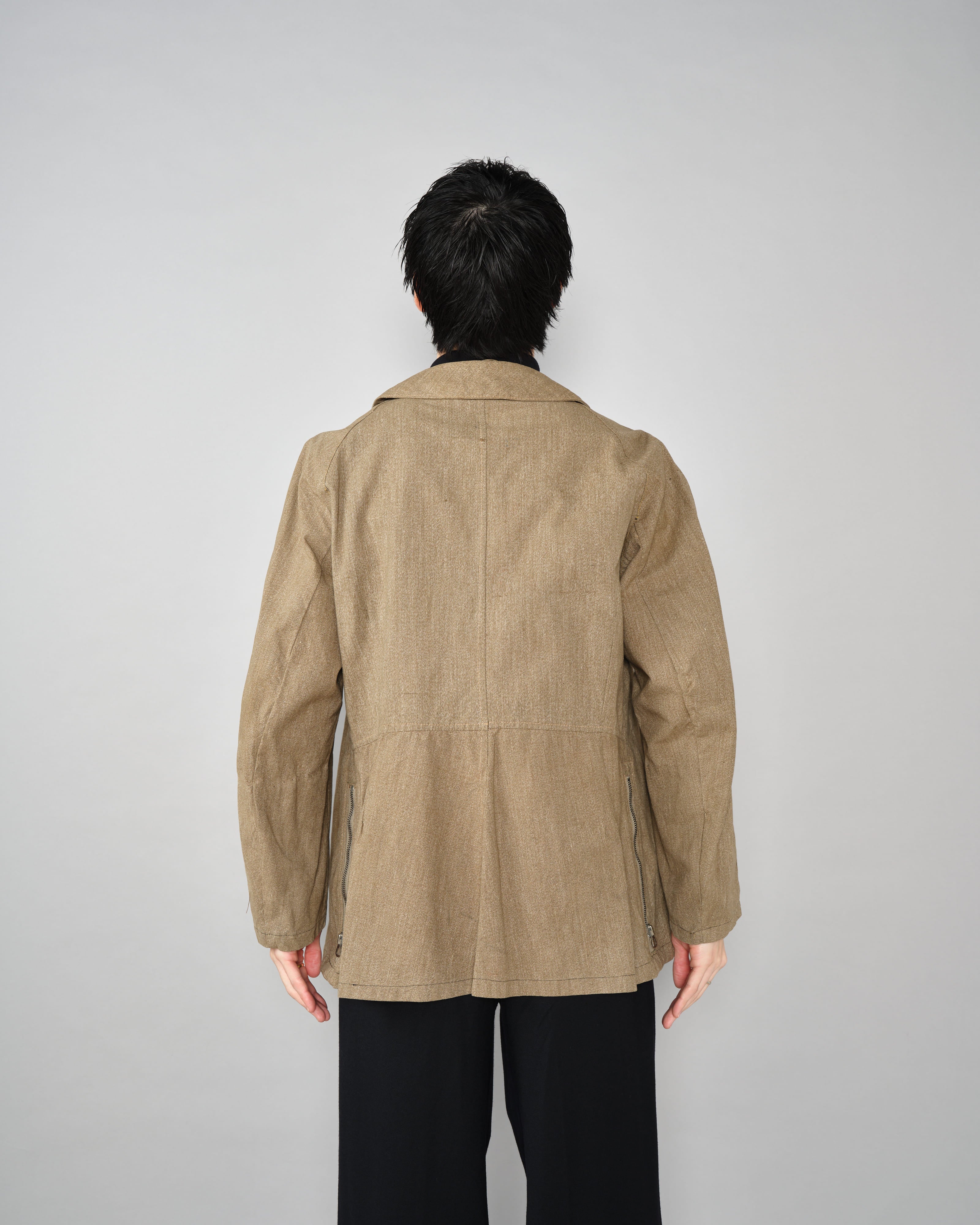 [~40’s] WWII German Air Force Brown Salt & Pepper Cotton Summer Flight Jacket "Tailor Made" "Lufwaffe"