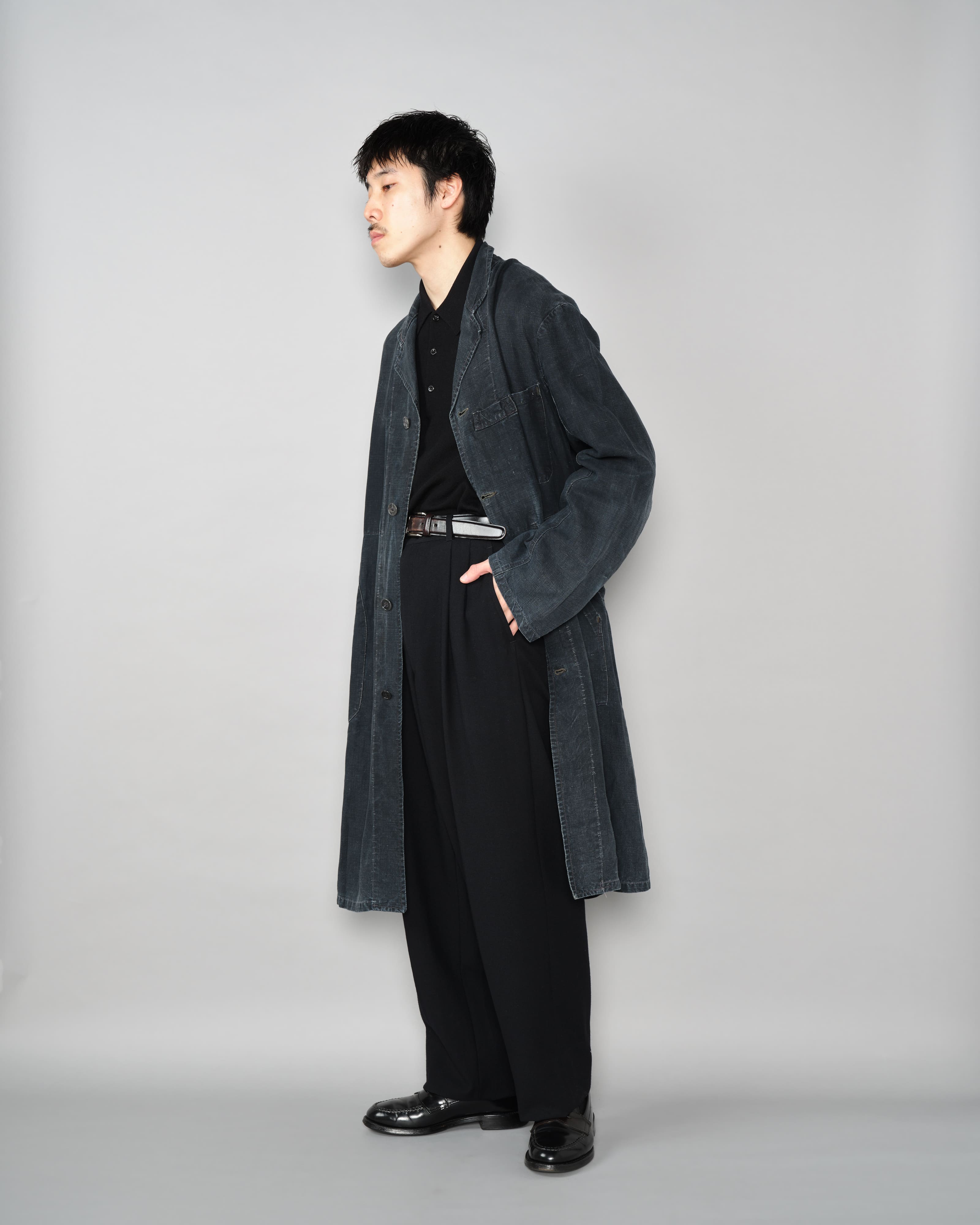 【~40's】French Vintage Indigo Linen Maquignon Coat Size.50 "AU MOLINEL"