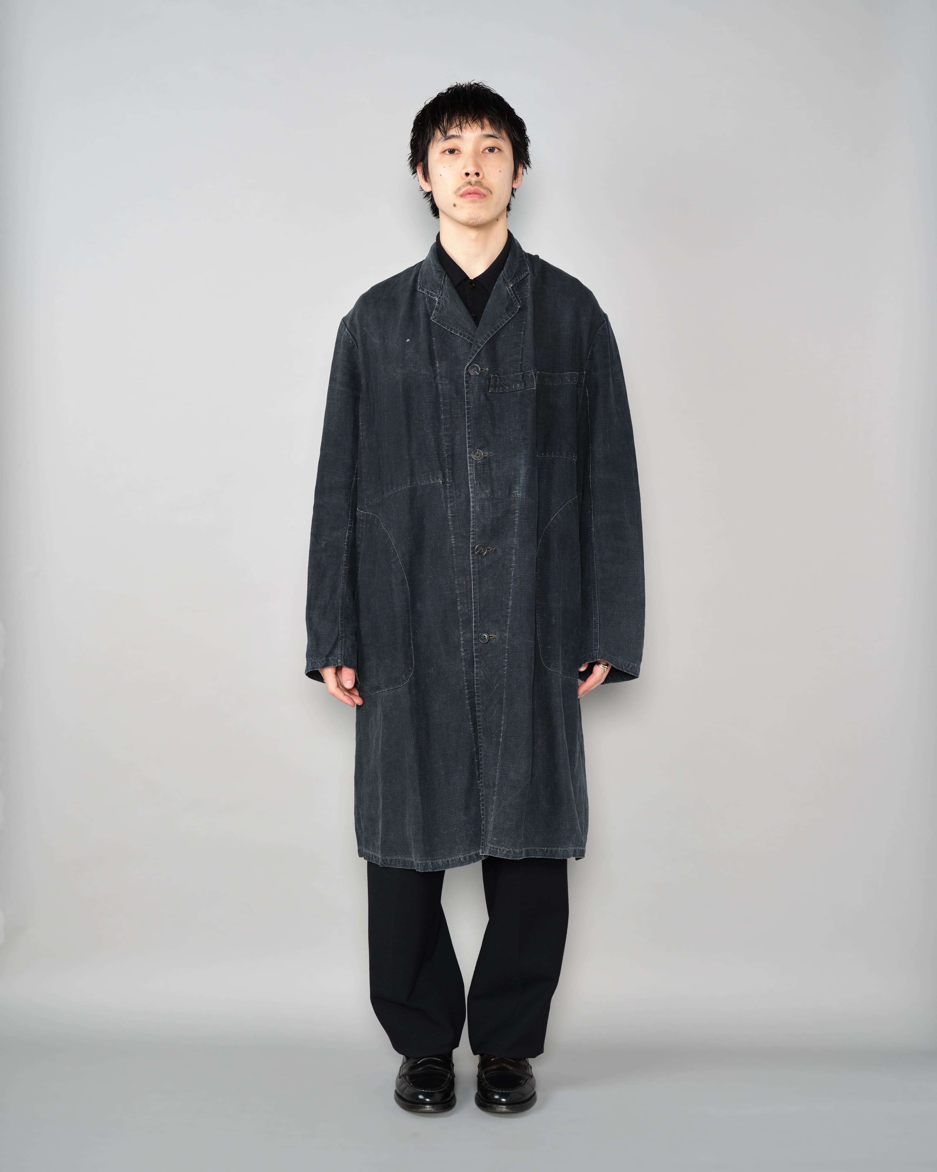 【~40's】French Vintage Indigo Linen Maquignon Coat Size.50 "AU MOLINEL"