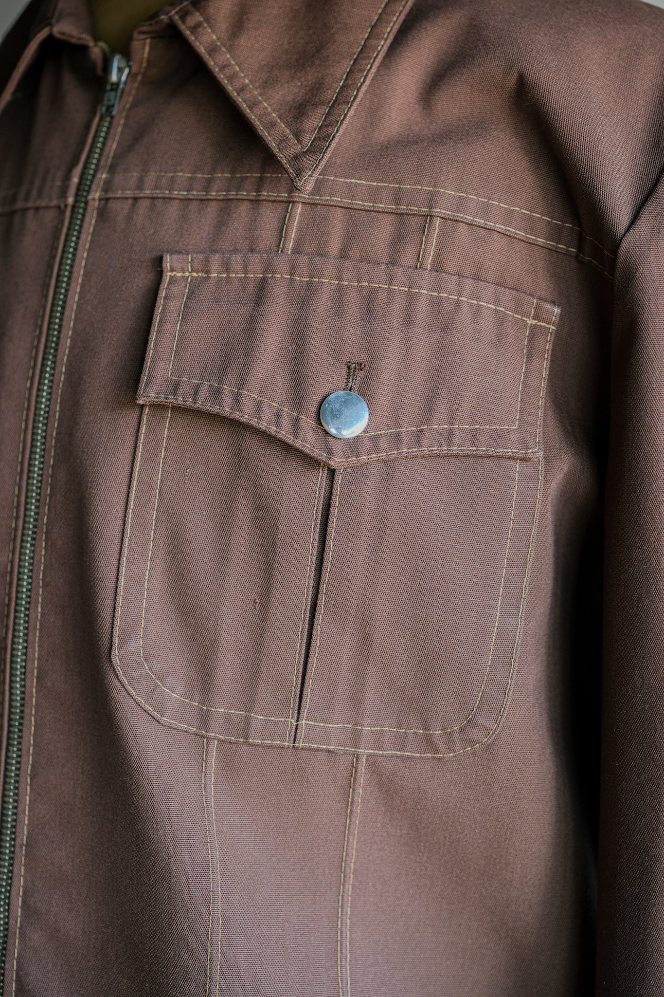 【~70's】Finnish Vintage Brown Cotton Polyester Trucker Jacket Size.41/42