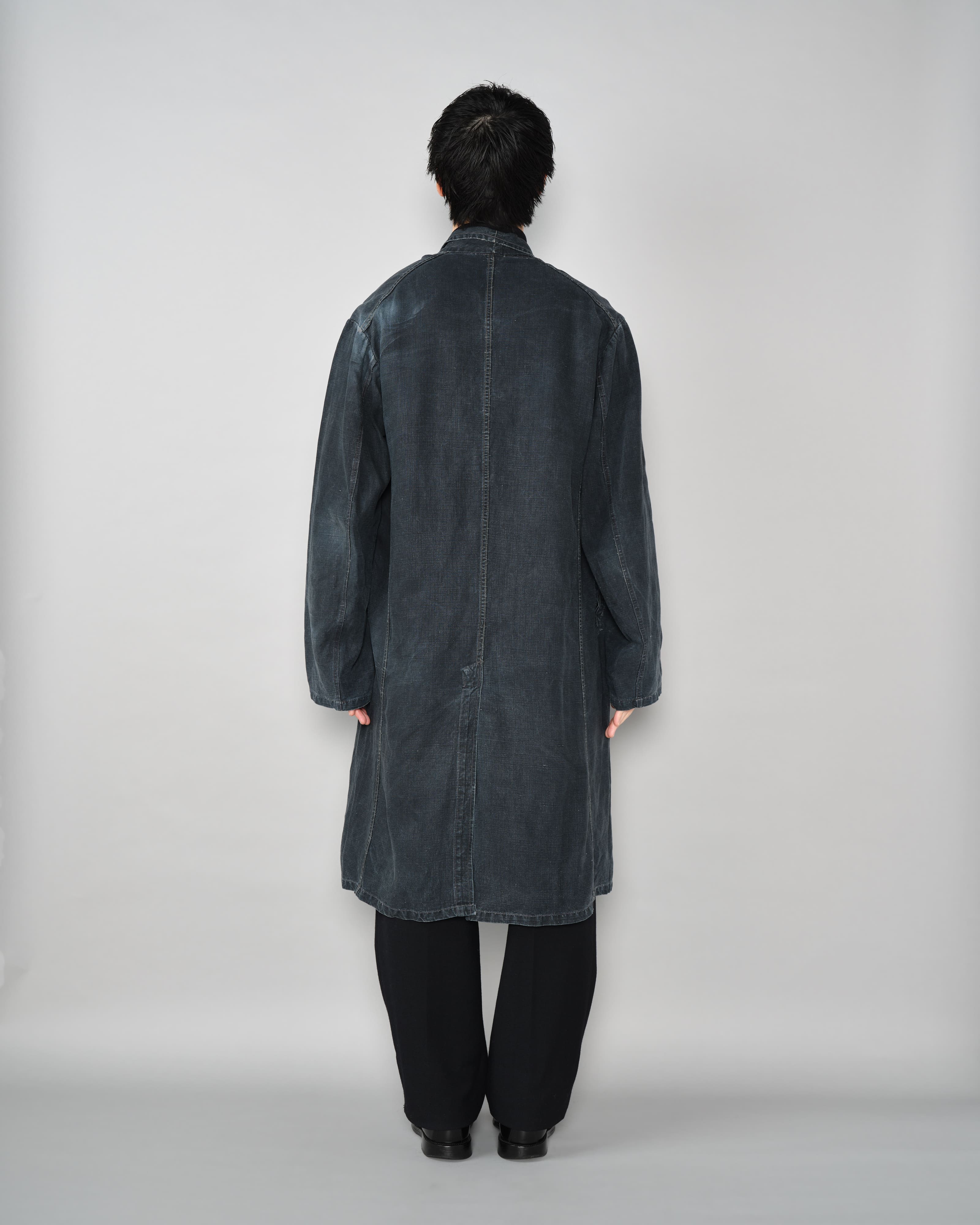 40's］French Vintage Indigo Linen Maquignon Coat Size.50 