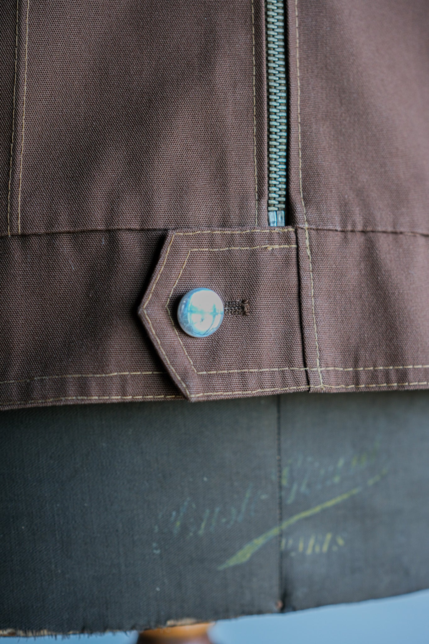 【~70's】Finnish Vintage Brown Cotton Polyester Trucker Jacket Size.41/42