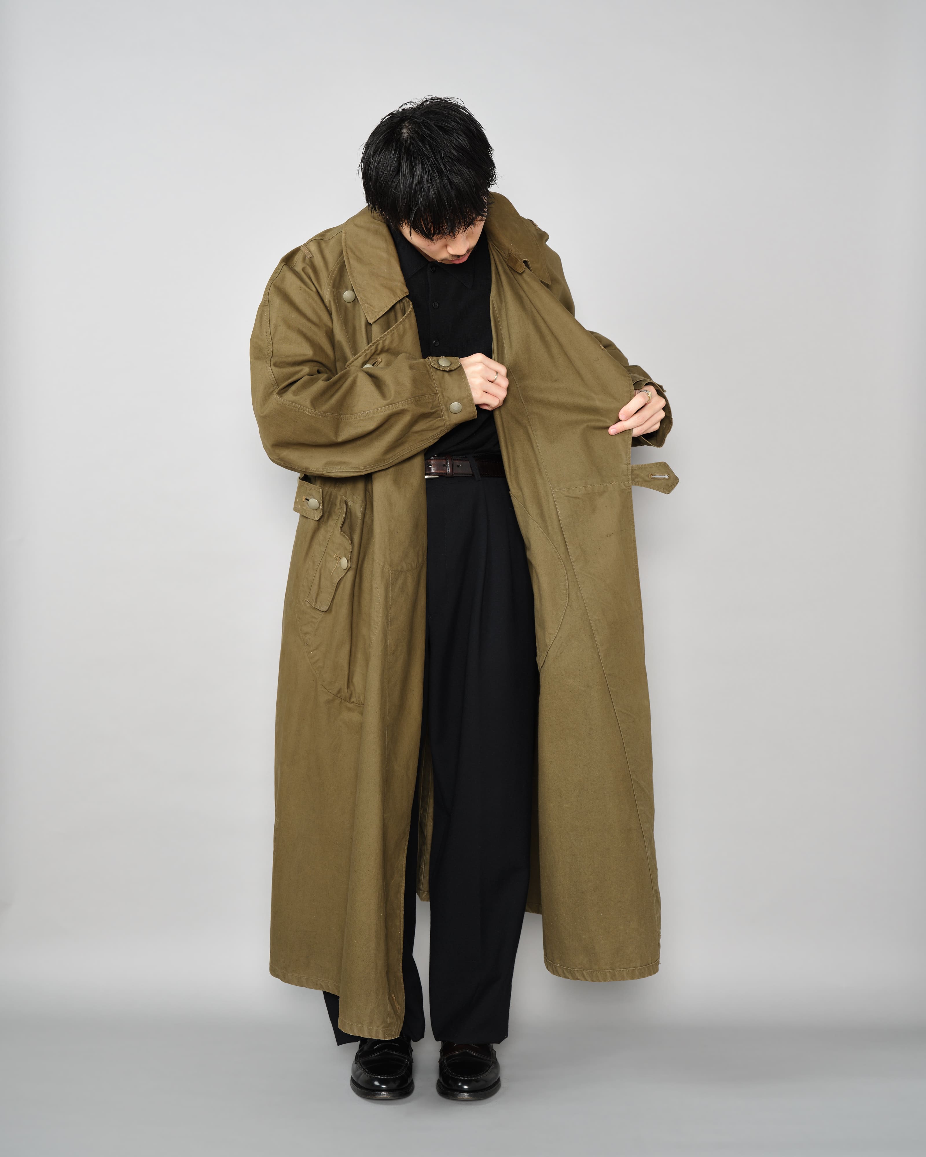 [~40's] เสื้อโค้ทรถจักรยานยนต์เขตร้อนของเยอรมัน Afrika Korps ในสงครามโลกครั้งที่สอง "DAK"