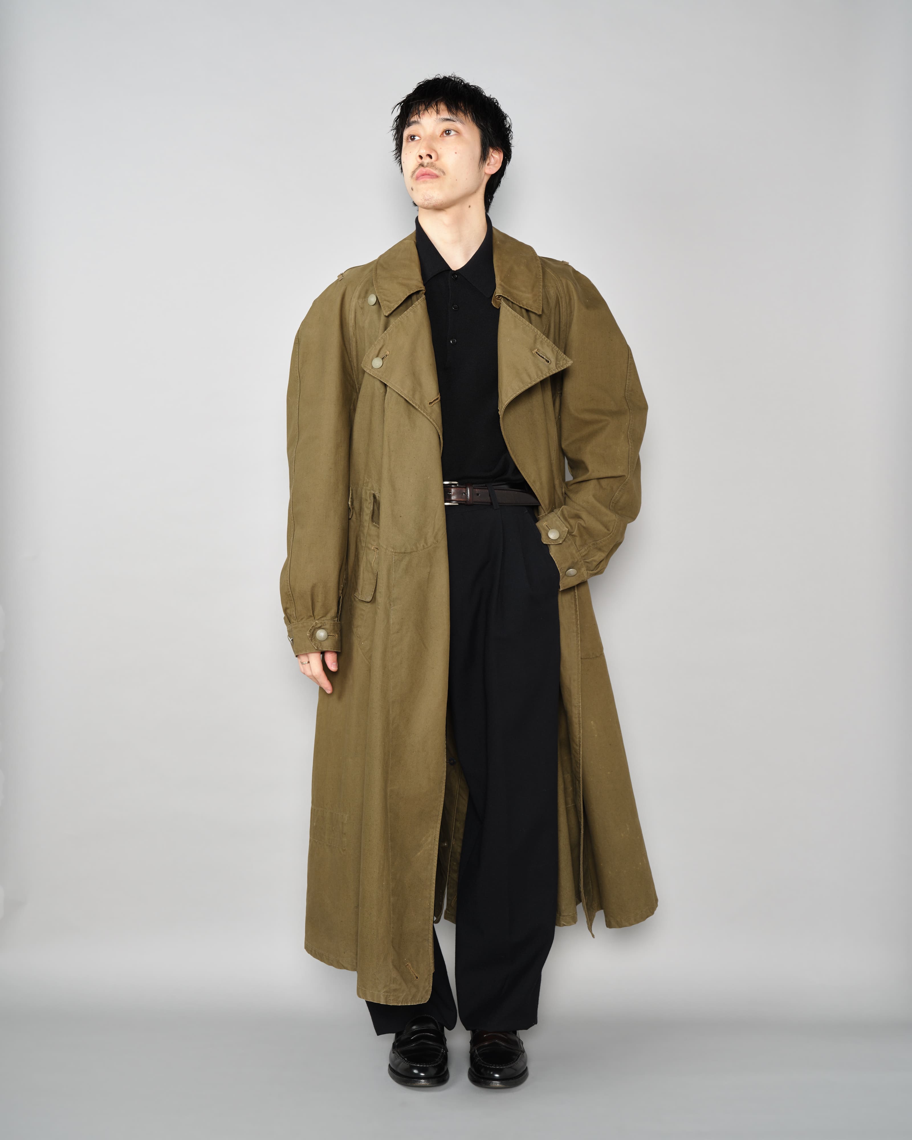 [~40's] เสื้อโค้ทรถจักรยานยนต์เขตร้อนของเยอรมัน Afrika Korps ในสงครามโลกครั้งที่สอง "DAK"