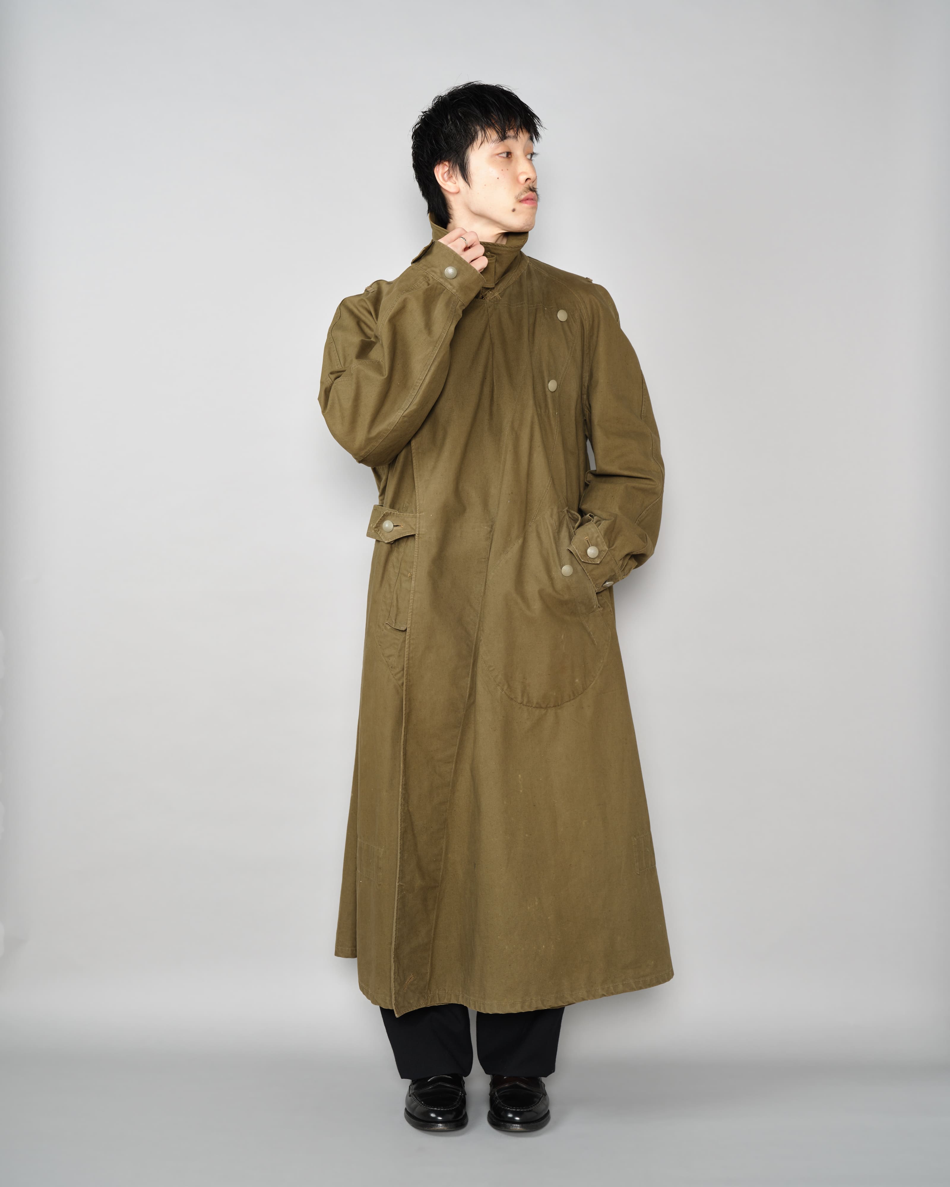 [~40's] เสื้อโค้ทรถจักรยานยนต์เขตร้อนของเยอรมัน Afrika Korps ในสงครามโลกครั้งที่สอง "DAK"