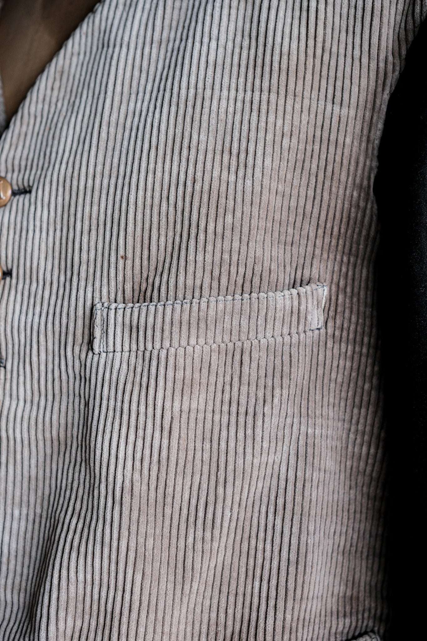 [~ 30's] French Vintage Gray Beige Corduroy Gilet Jacket "Belle Jardiniere"