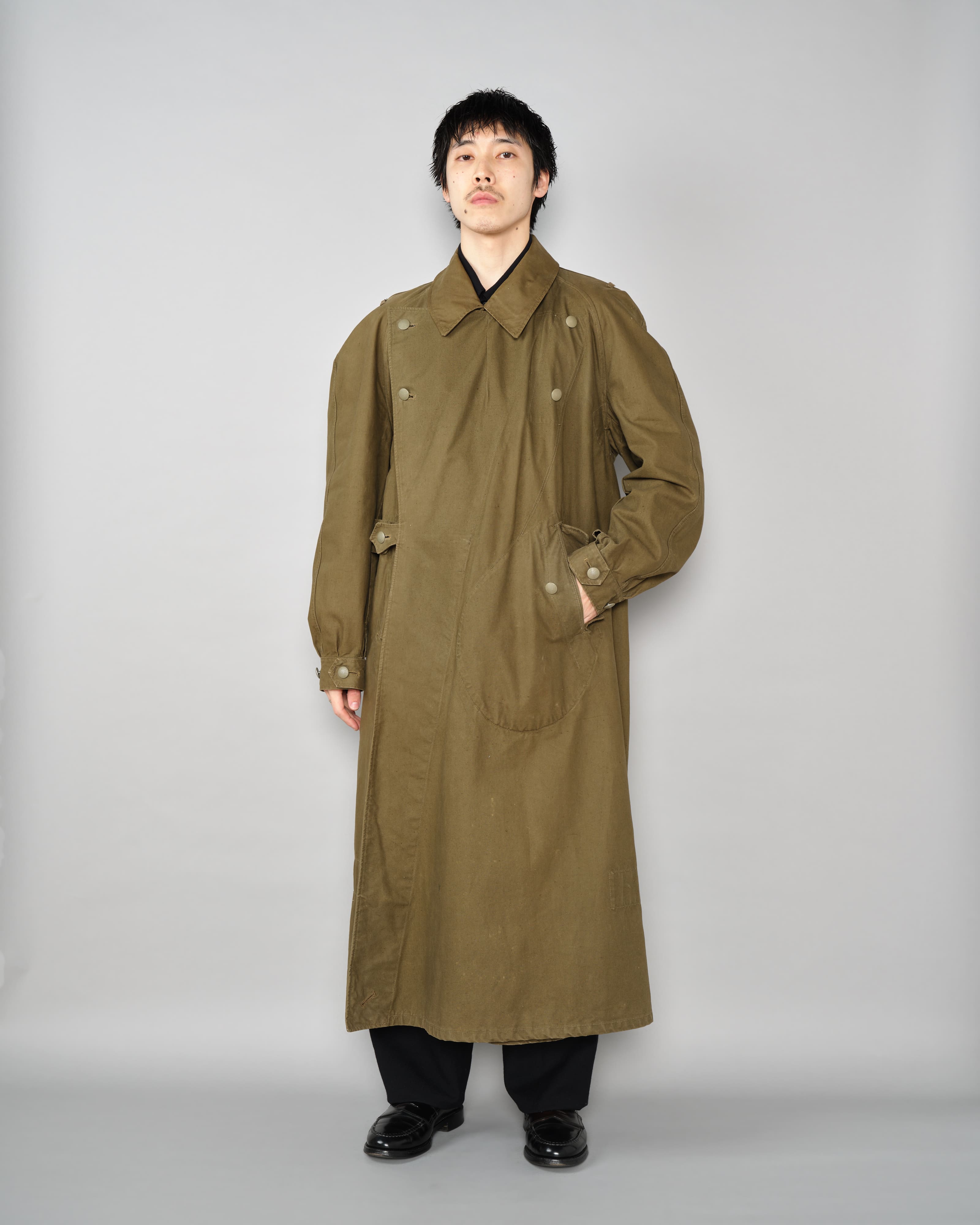 [~40's] เสื้อโค้ทรถจักรยานยนต์เขตร้อนของเยอรมัน Afrika Korps ในสงครามโลกครั้งที่สอง "DAK"