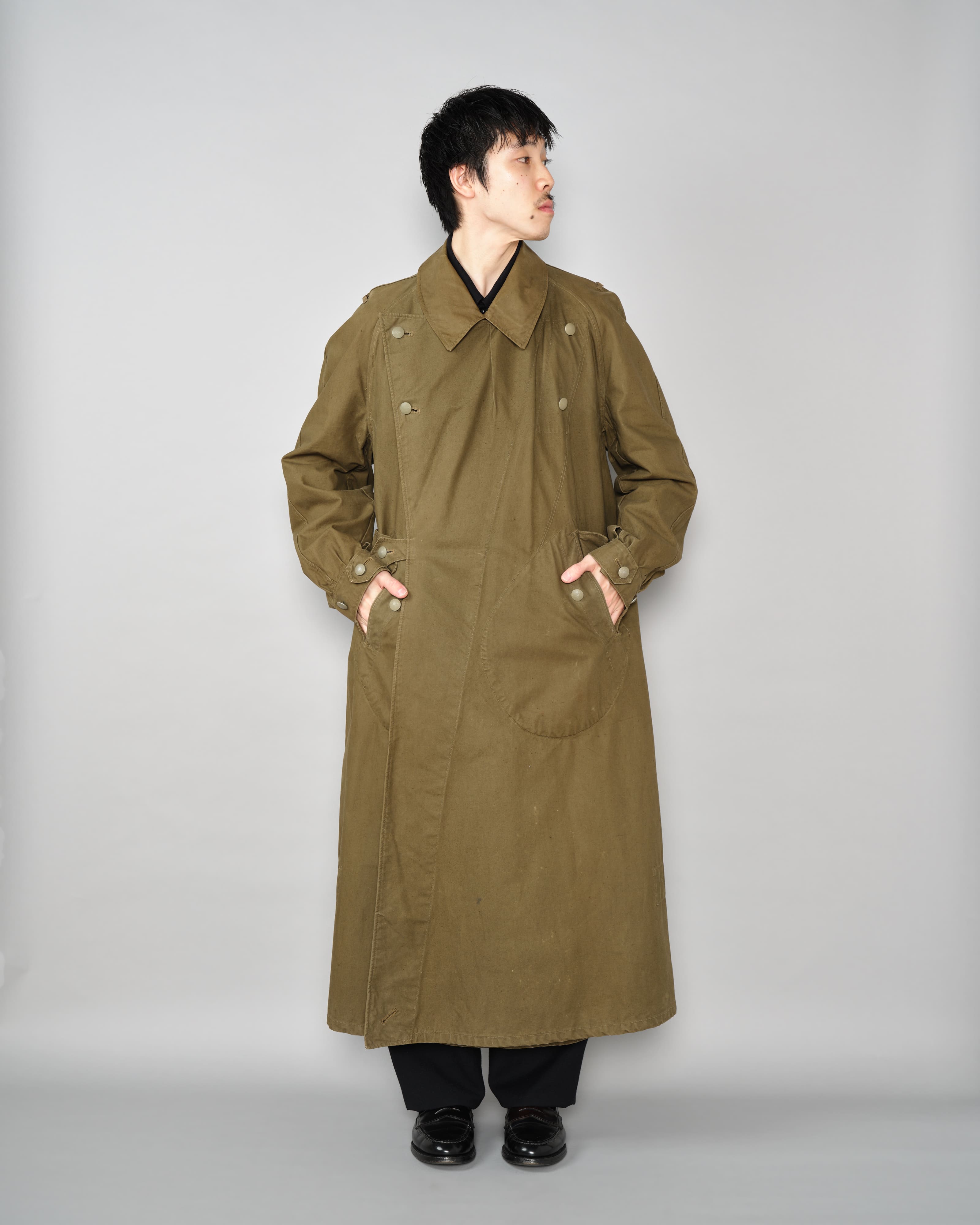 [~40's] เสื้อโค้ทรถจักรยานยนต์เขตร้อนของเยอรมัน Afrika Korps ในสงครามโลกครั้งที่สอง "DAK"