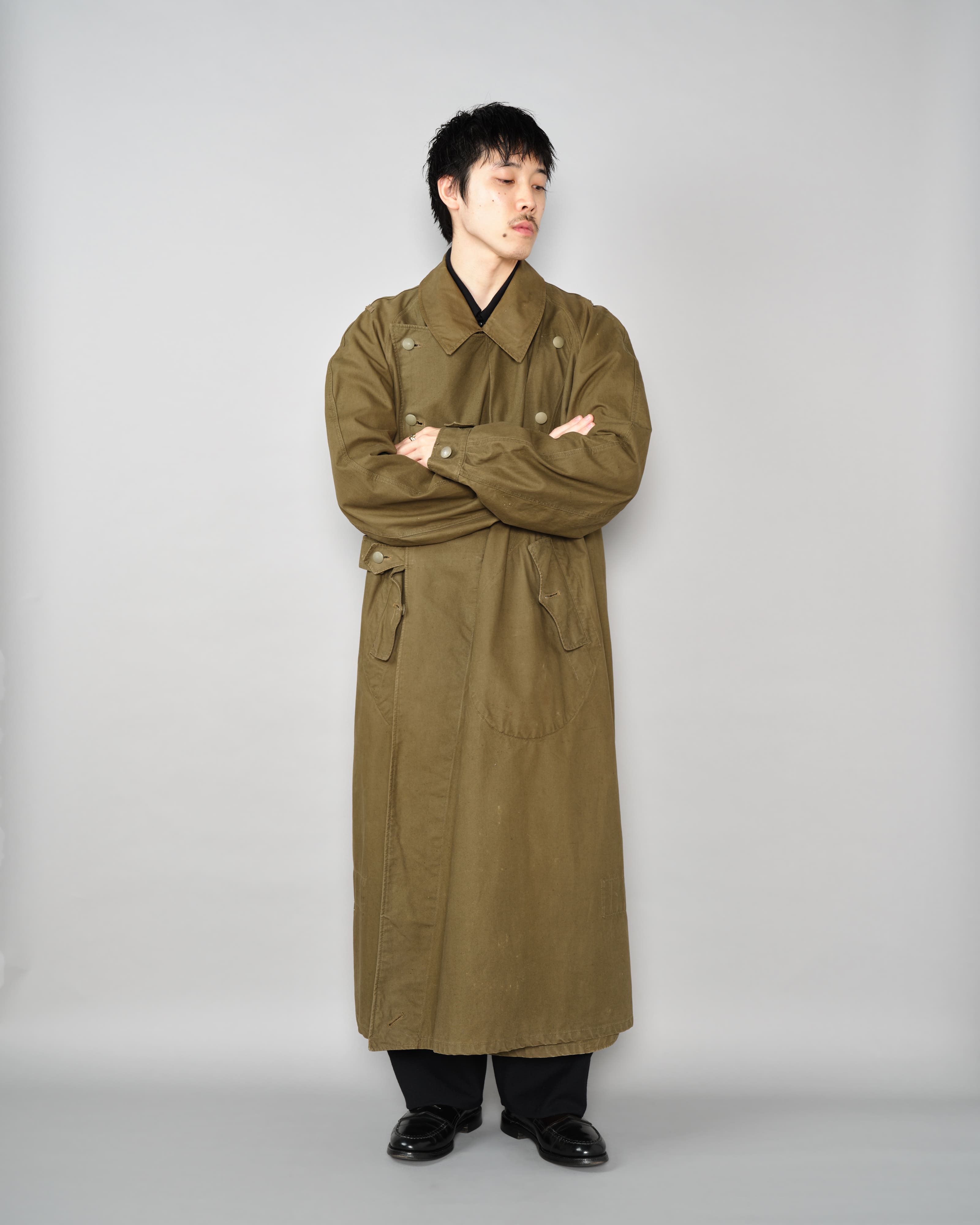 [~40's] เสื้อโค้ทรถจักรยานยนต์เขตร้อนของเยอรมัน Afrika Korps ในสงครามโลกครั้งที่สอง "DAK"