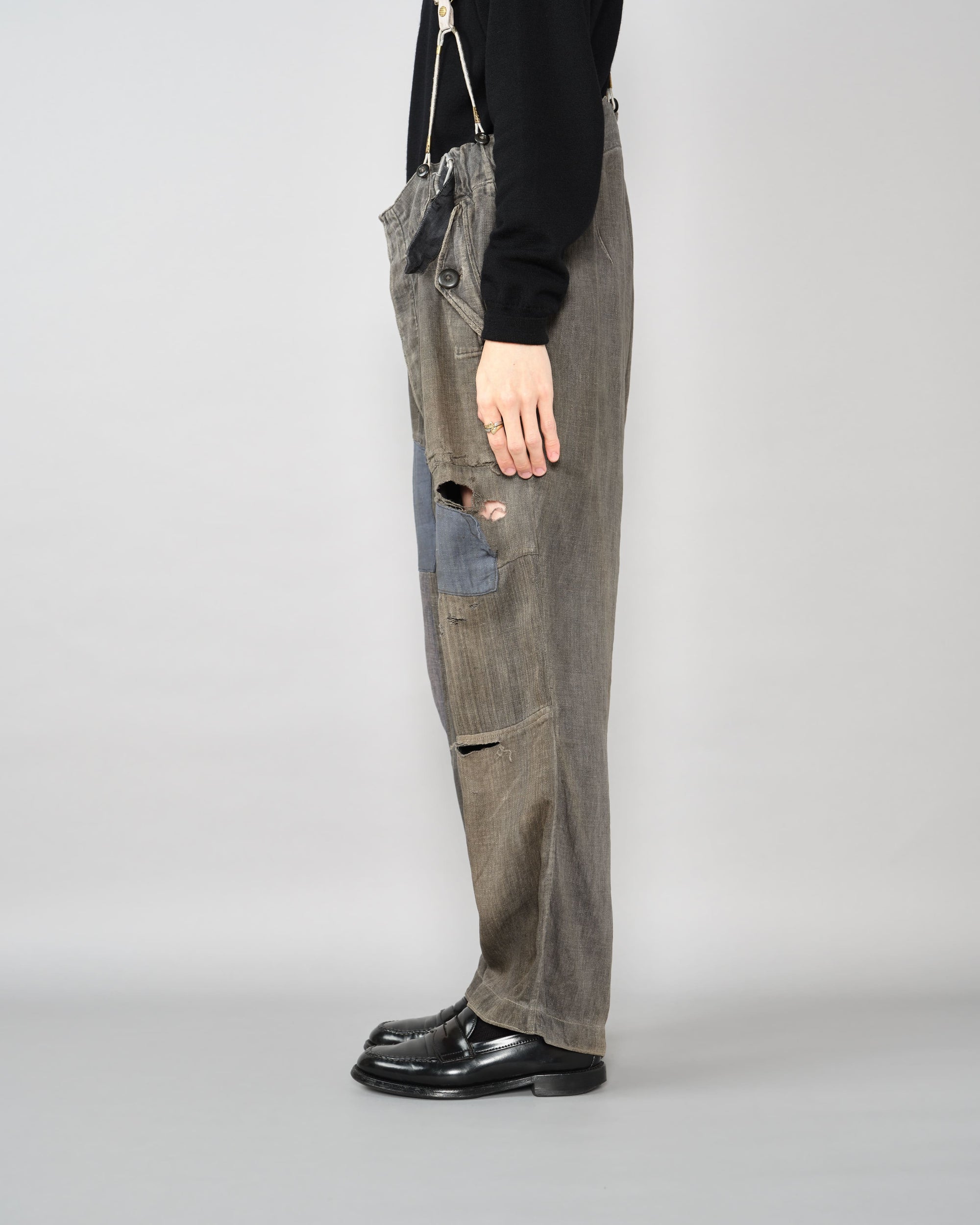 ［~30's］German Air Force Gray Drillich HBT Linen Work Trousers "Unusual Color" "Luftwaffe"