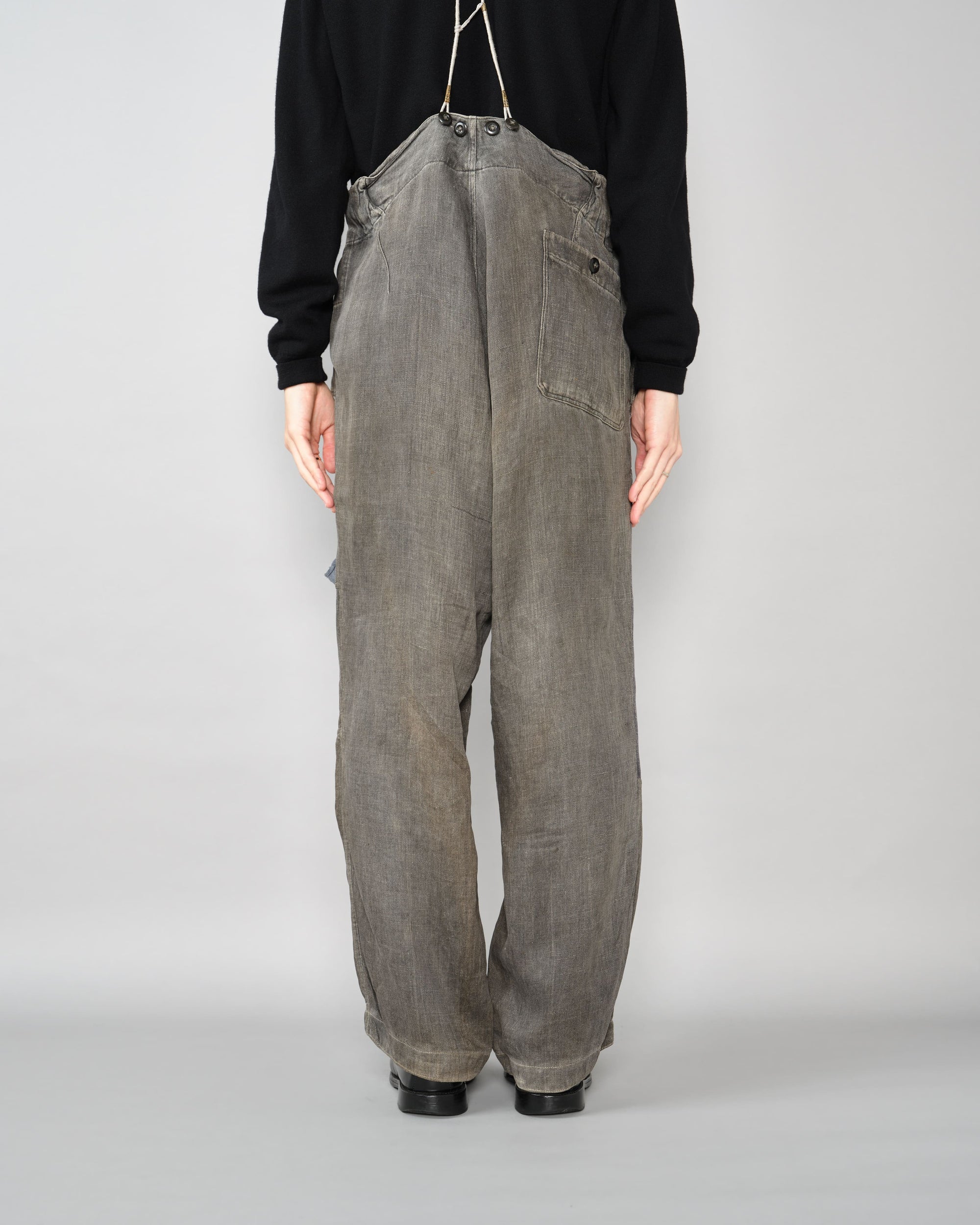 ［~30's］German Air Force Gray Drillich HBT Linen Work Trousers "Unusual Color" "Luftwaffe"