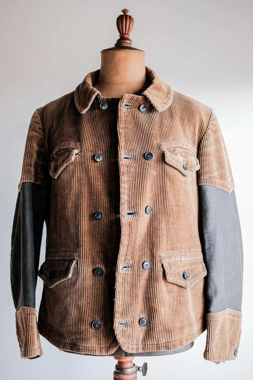 【~40's】Belgium Vintage Brown Corduroy Double Breasted Work Jacket