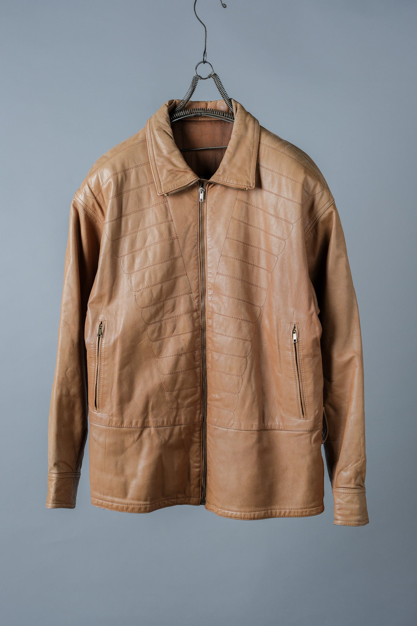 [~ 80's] Old Giorgio Armani Zip Up Leather Jacket Taille.46