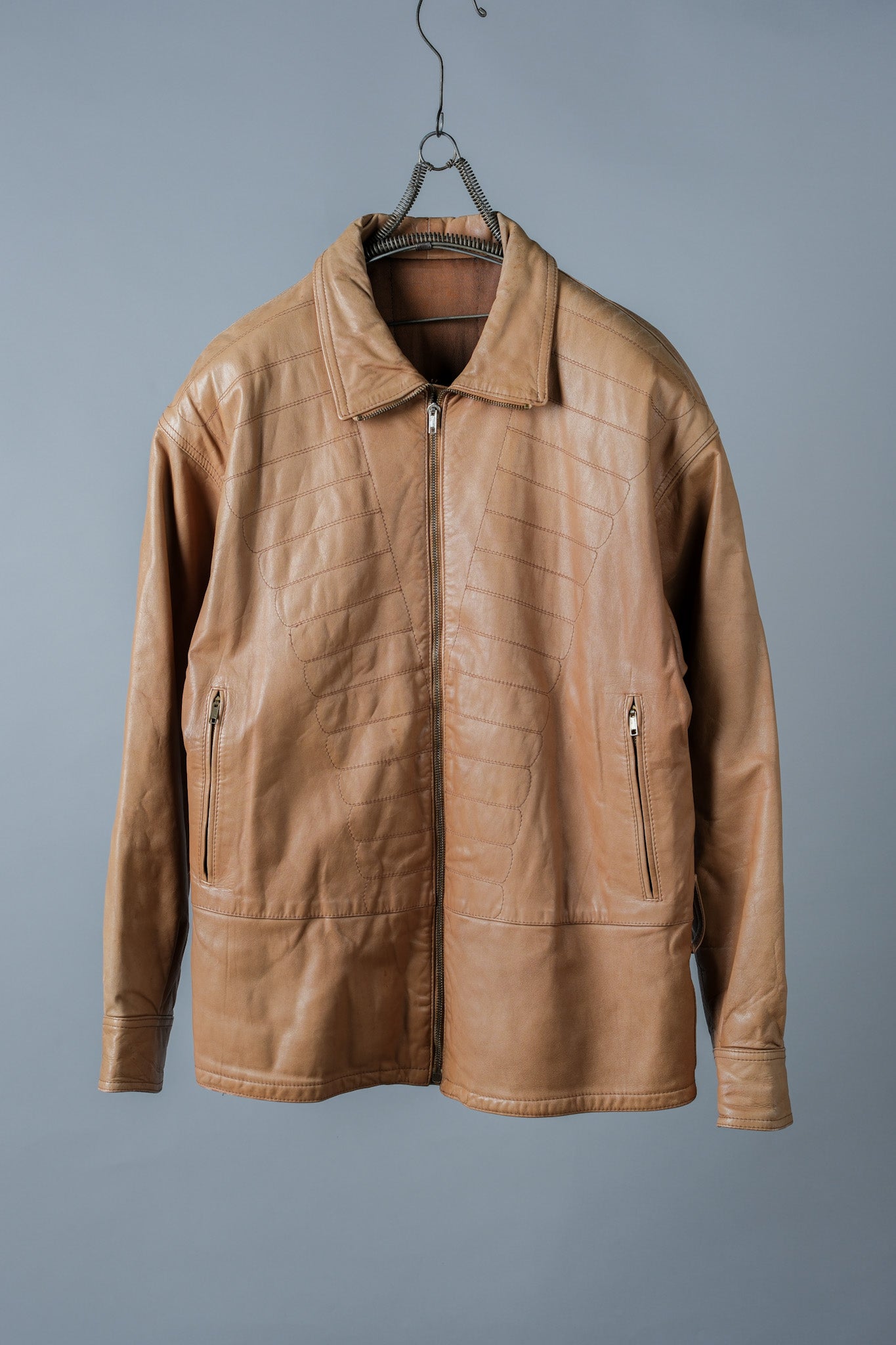 ［~80's］Old GIORGIO ARMANI Zip Up Leather Jacket Size.46